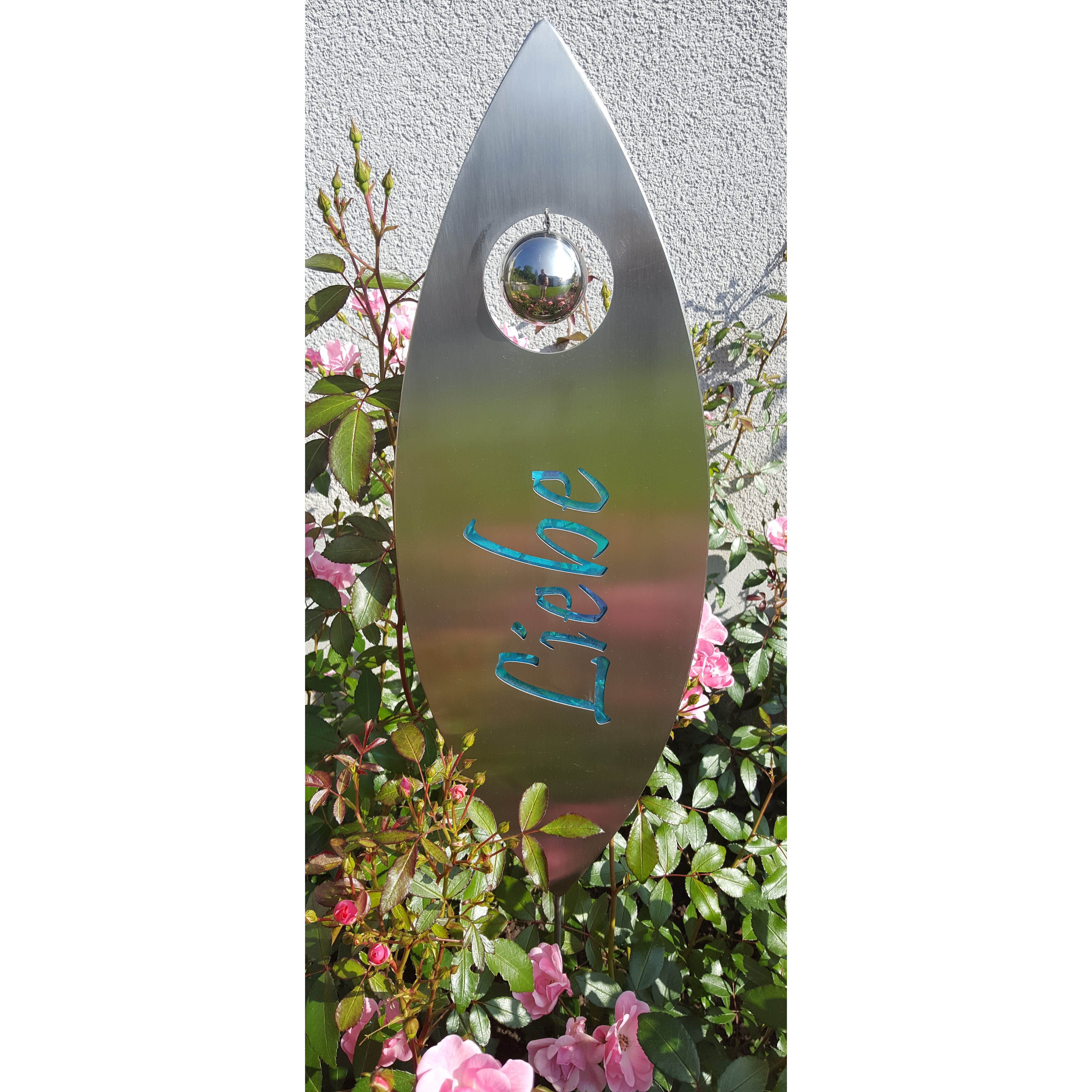 Image of Sculpture " " 120 Cm Stainless Steel Decoration, Garden Stake, Terrace Decor, Flower Decoration, Ornamental Sphere, Garden Ornament, Bed Decoration, Trellis, Plant Support