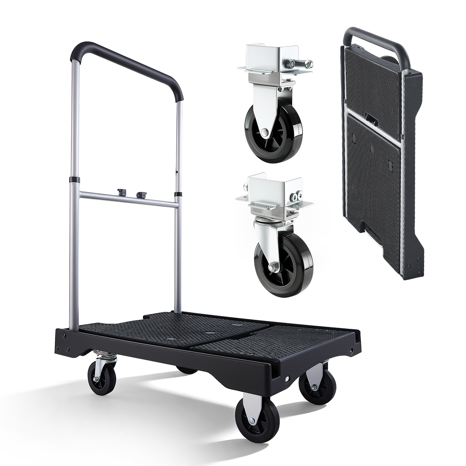 TEMU VEVOR Chariot Pliable à Pousser, de 149,69 kg, Plateforme Pliable avec Roues Pivotantes, Chariot de Déménagement à Plateforme Plate, Poignée
