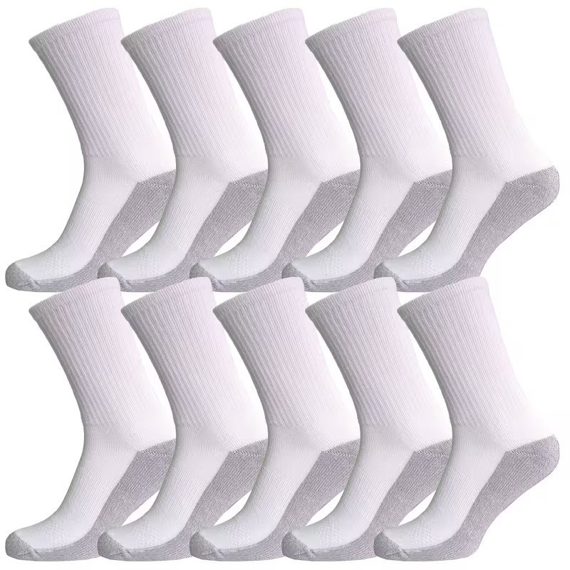 TEMU 5 Pairs Big Foot Men's Work Socks Wide Comfortable Crew Sock Outdoor Heavy Duty Performance Cushioned Mesh Reinforced Toe & Heel Uk Size 11-14