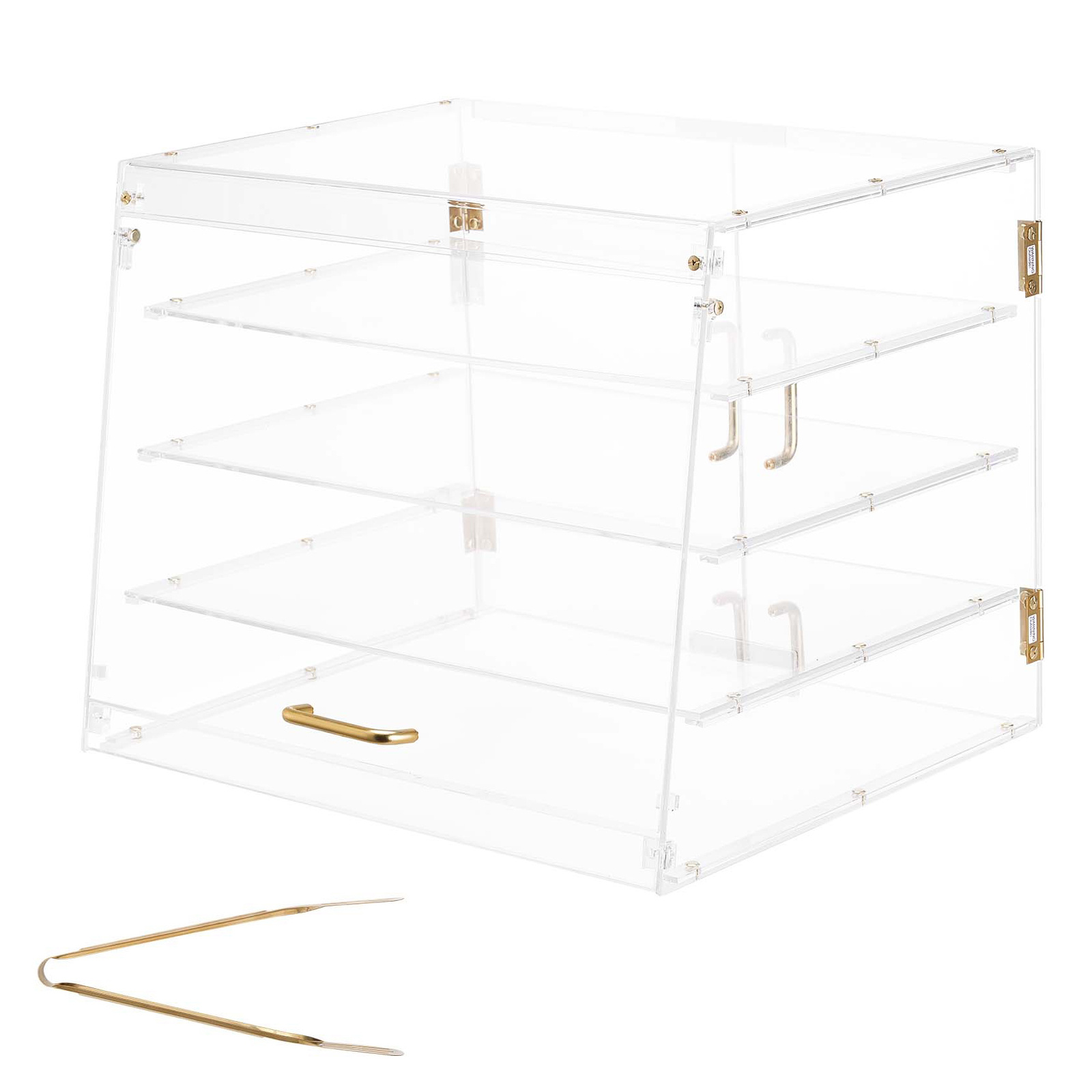 Image of Vevor Bakery Display Case, 4-tier Commercial Countertop Pastry Display Case, Clear Acrylic Bread Box For Kitchen, Party Cake Cabinet With Magnetic Rear Door For Cookie Dessert Donut, 530x435x415 Mm