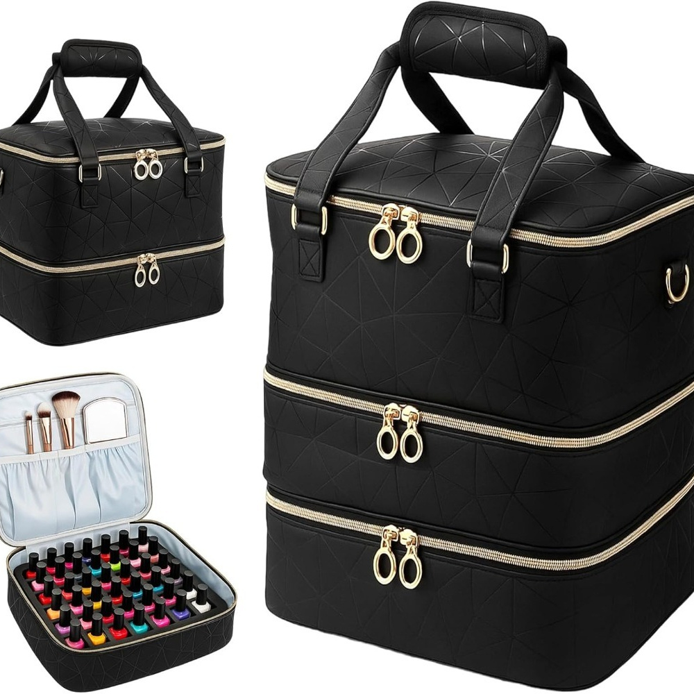 Nail Polish Storage Bag For 84 Bottles, 3-layer Carrying Bag For Gel Nail Polish, Manicure Set (only The Bag)