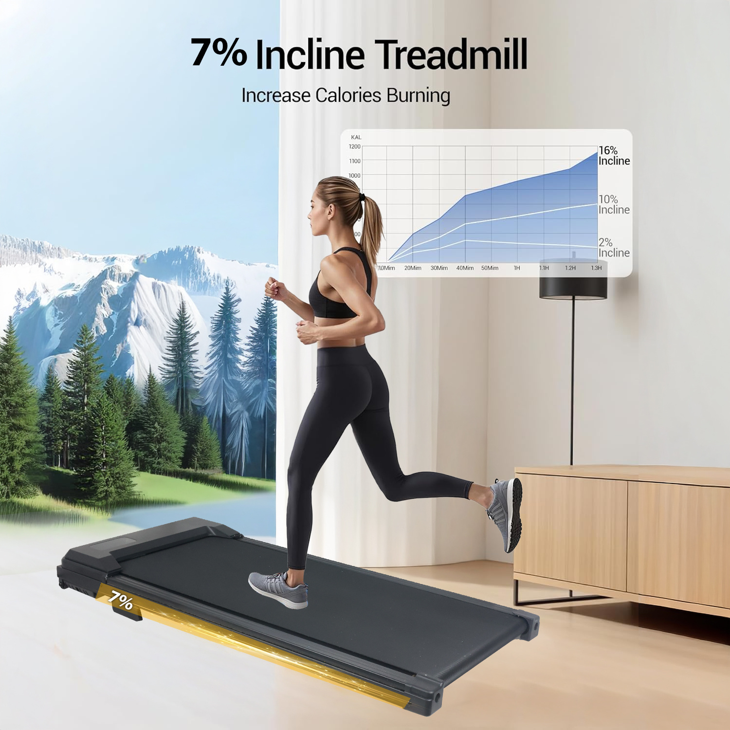 TEMU 7% Incline Portable Motorised Treadmill Under Desk Treadmill Walking Running Pad Flat Slim Machine With Remote Control For Home Office Gym Use