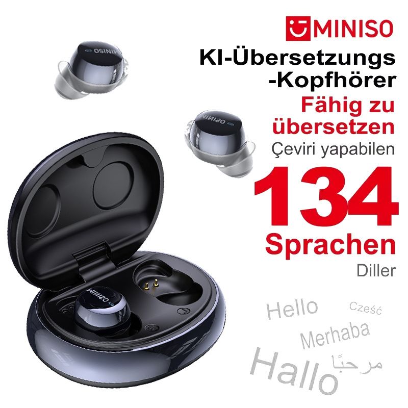 Image of Miniso Ms216 New Ai Translation Wireless Earbuds, With Up To 24 Hours Of , Supports Translation For 134+ Languages, Featuring Noise-canceling, , High-definition , And Ultra-long . Ideal For Fitness