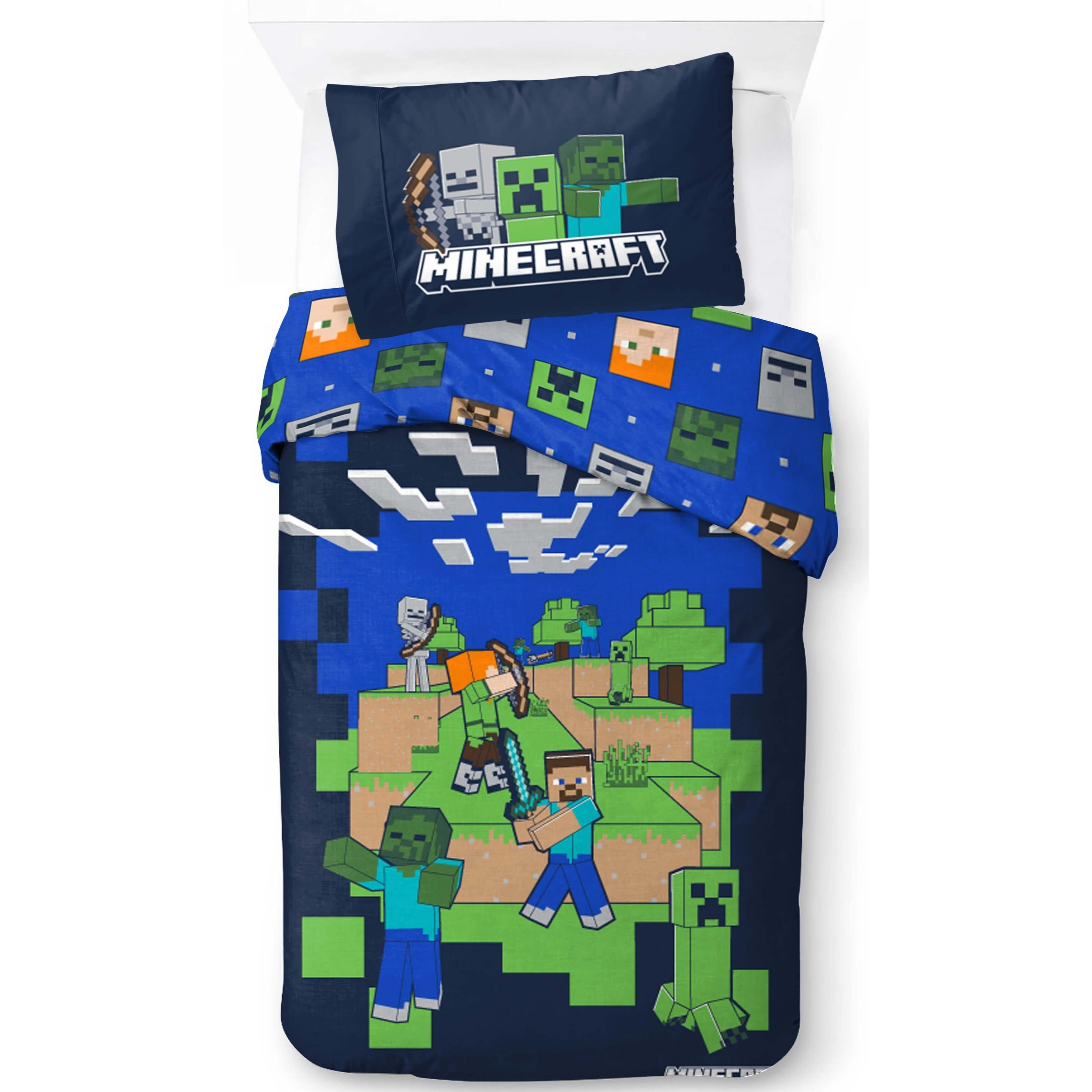 Image of " " Reversible Bedding Set, Duvet Cover 135x200, Pillowcase 80x80, Cotton Gaming Bedding For Kids