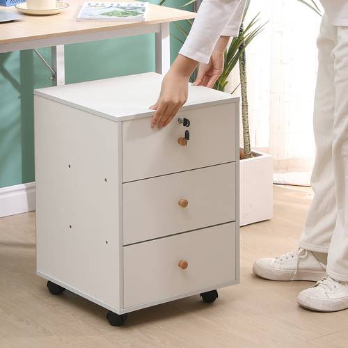 modern 3 drawers mobile file cabinets pedestal office filing cabinet lockable with rolling casters wood under desk storage cabinet for a4 paper