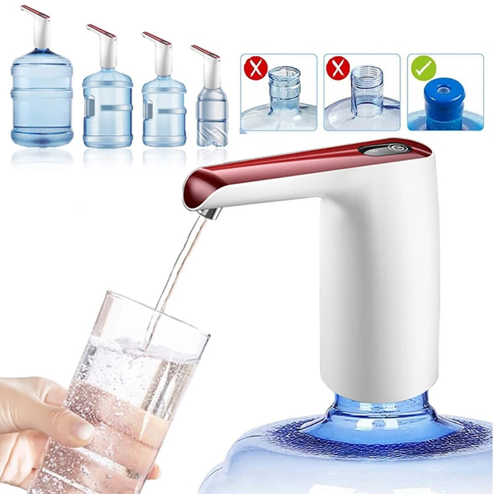 Pompe à eau automatique pour bouteille + Tuyau rouge de 50 cm, Absorbeur d'eau domestique, Distributeur d'eau, Pompe à eau minérale adaptée à tous les types de récipients de gallon