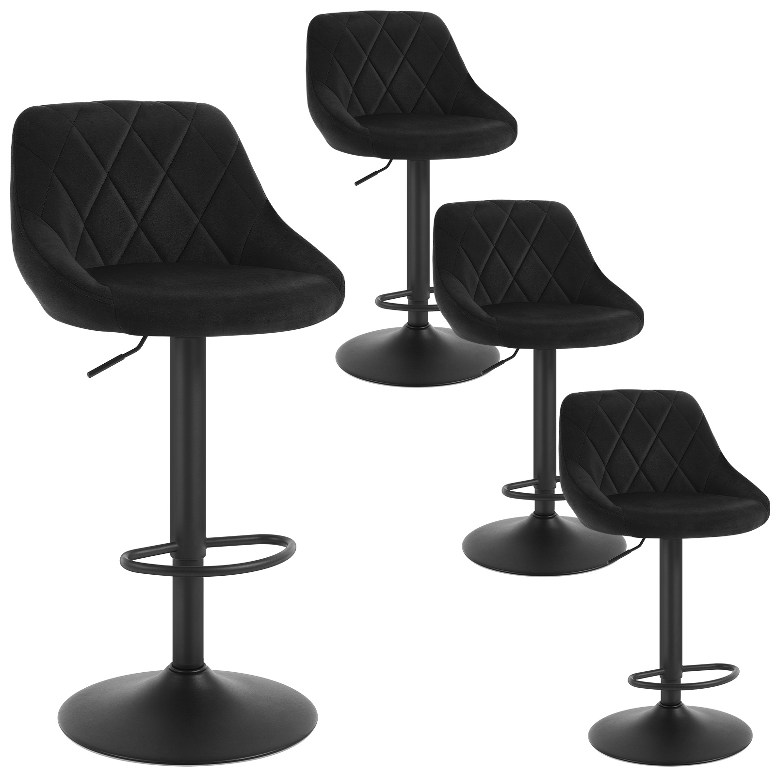 Image of Bar Stools, Height Adjustable, Chair, Bistro Stools With Footrest, Stylish Minimalist Bar Stools Stools,velvet Seat For Bar, Counter, Kitchen