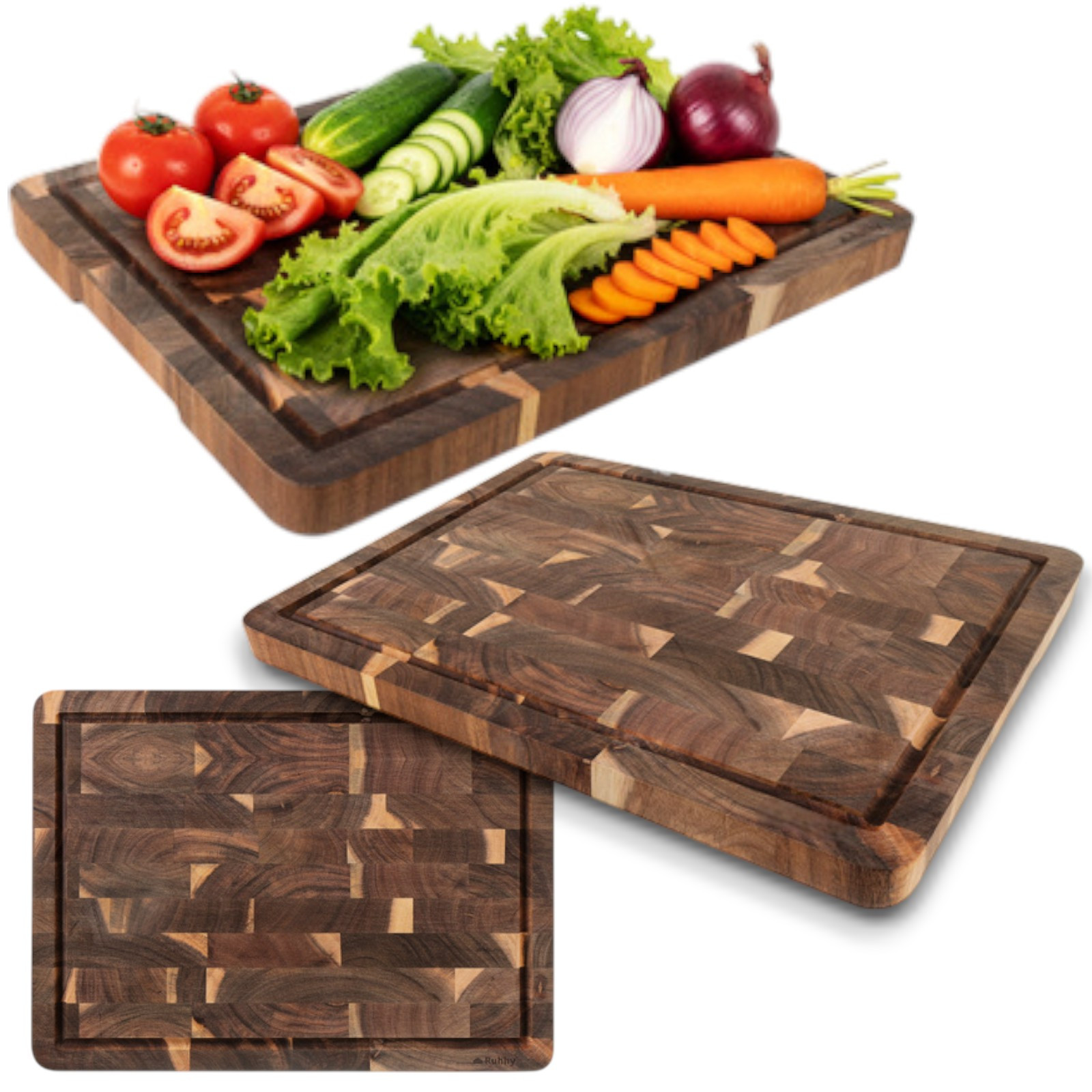 Acacia Cutting Board, Large Thick Wooden Kitchen Board, 43x33x3cm, Solid Acacia, Hard And Dense Wood