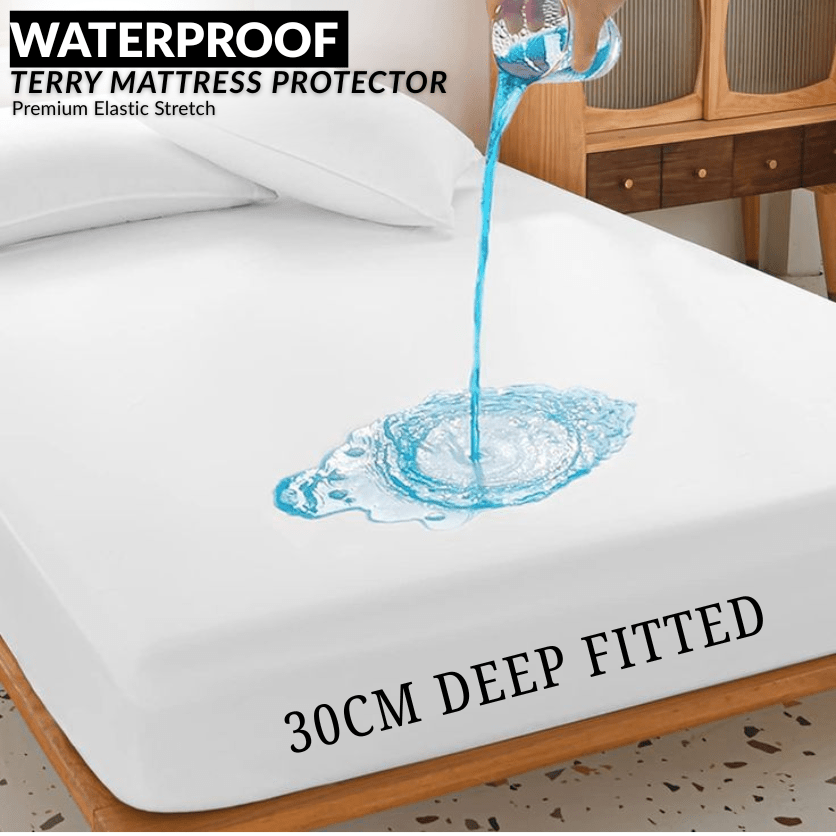 TEMU 1pc Thick Waterproof Terry Mattress Protector – Soft & Comfortable Deep Pocket Mattress Cover 30cm Fit, Breathable Bed Protector Suitable For