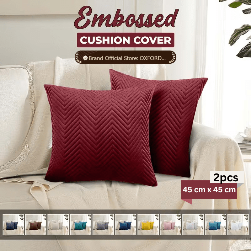 TEMU 2pcs Premium Velvet Embossed Cushion Covers – Square Throw Pillow Cases For Living Room, Bedroom, & Office Decor, Gift