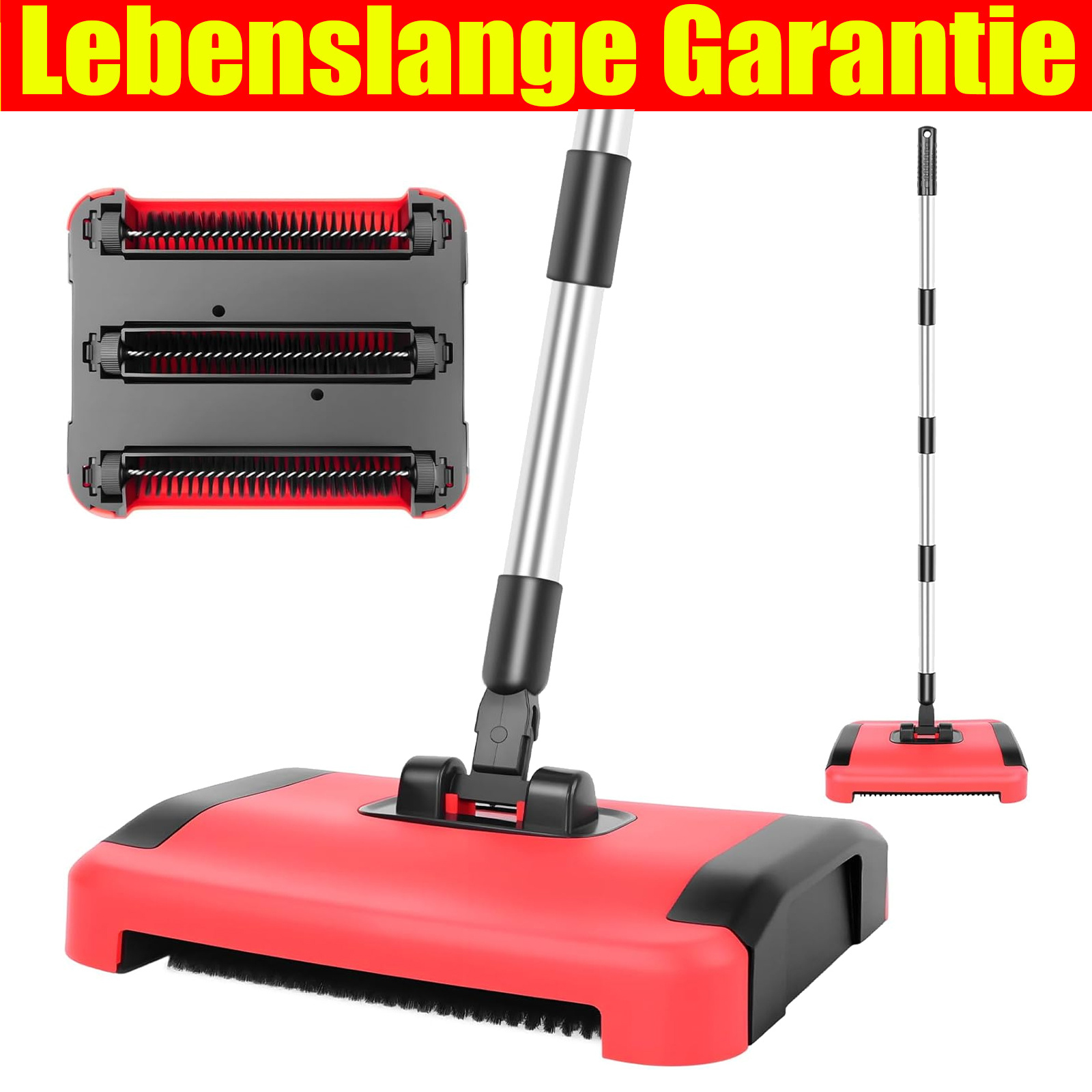 E-shop Handbetriebener Teppichkehrer, Bodenstaubwedel, Besen für Haustiere, Innenbereich, 180° drehbarer manueller Teppichkehrer für Hartböden &