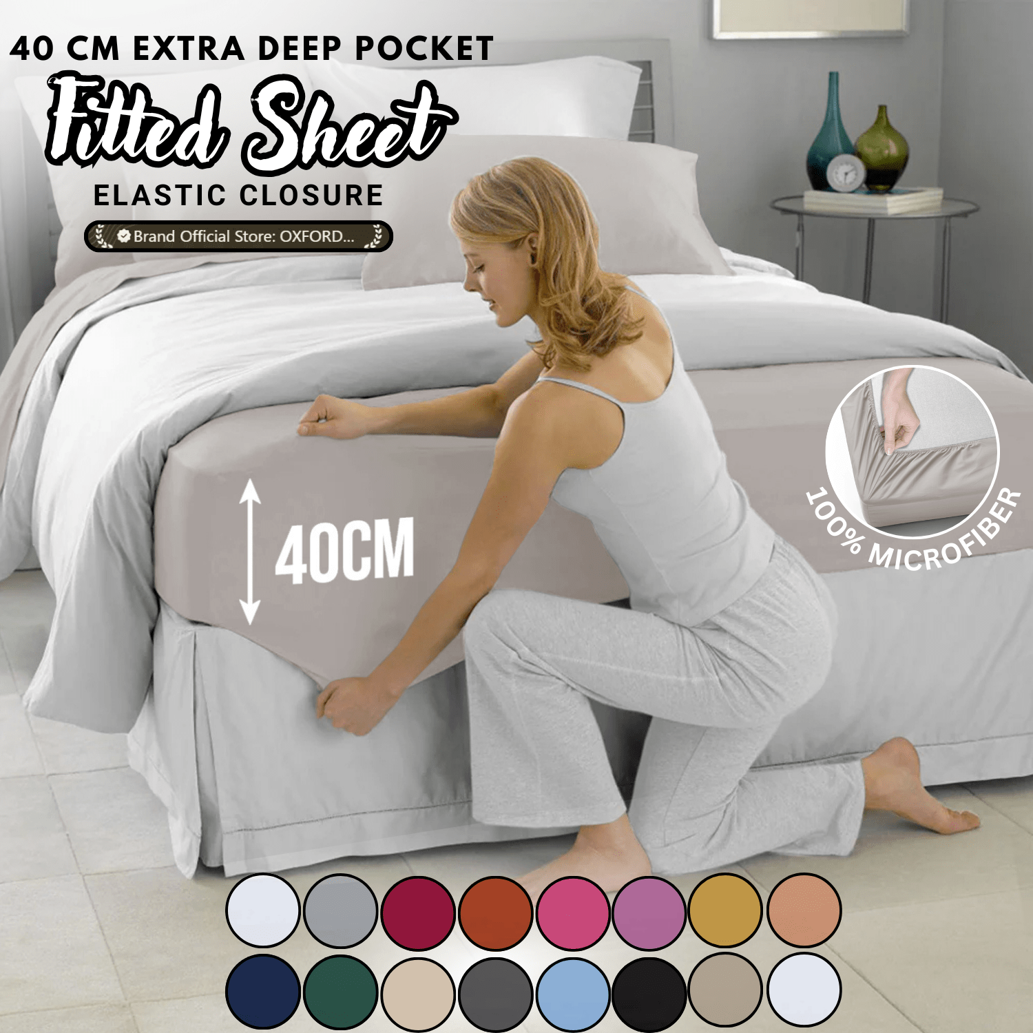 40cm extra deep fitted sheet solid color deep   soft breathable microfiber bedding   hotel quality machine washable single   super king sizes