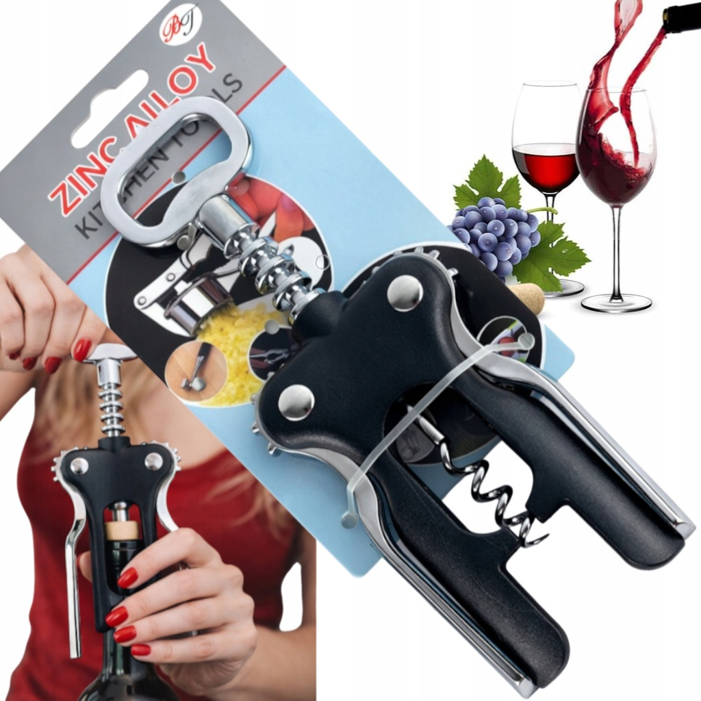 TEMU Corkscrew Wine Bottle Opener Solid Black Traditional Waiter's