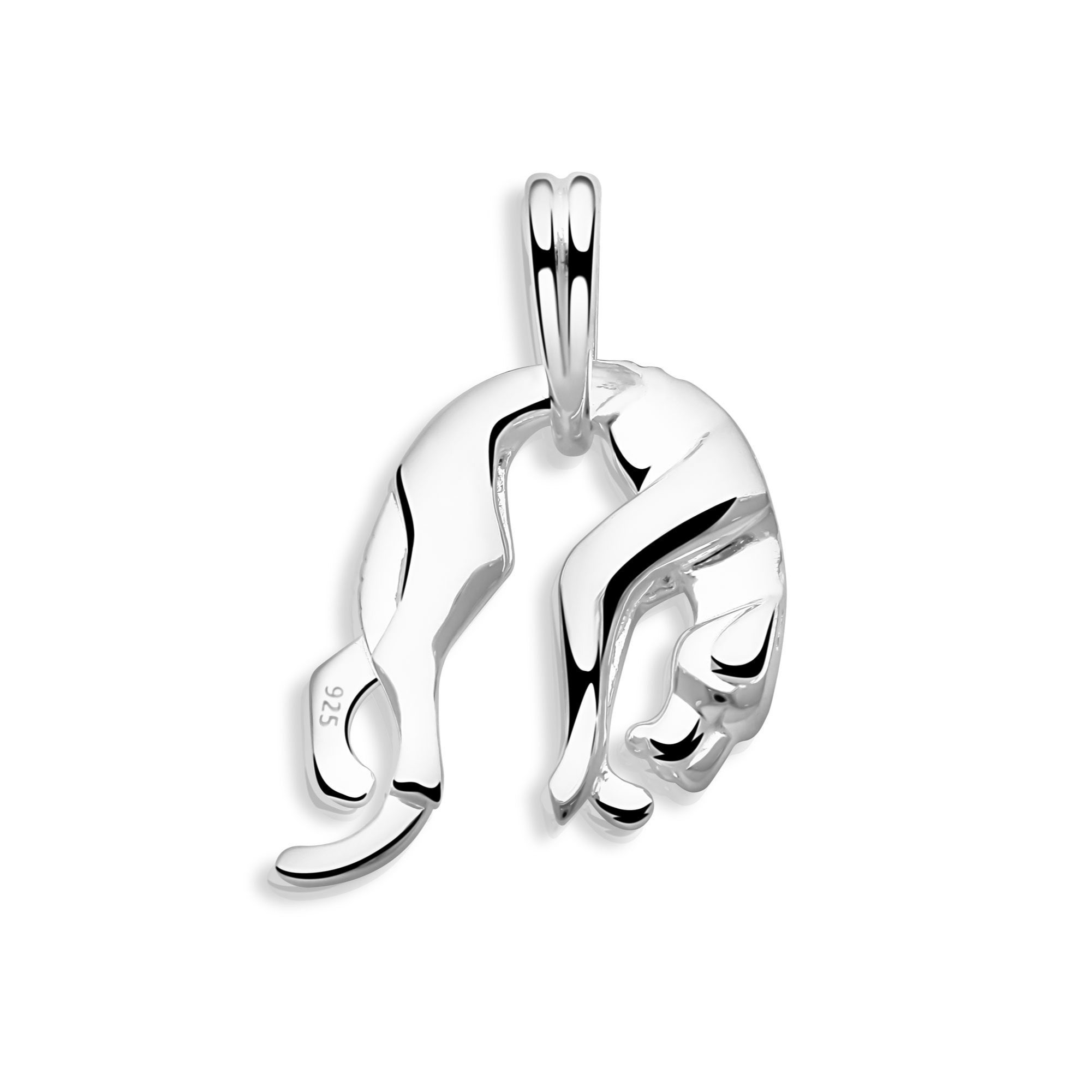 Image of Panther Pendant Small Solid Genuine 925 Sterling Silver Eyelet Width 4mm Made In Italy With Certificate With 925 Chain Pendant Polished For Men And Women High Gloss Polished