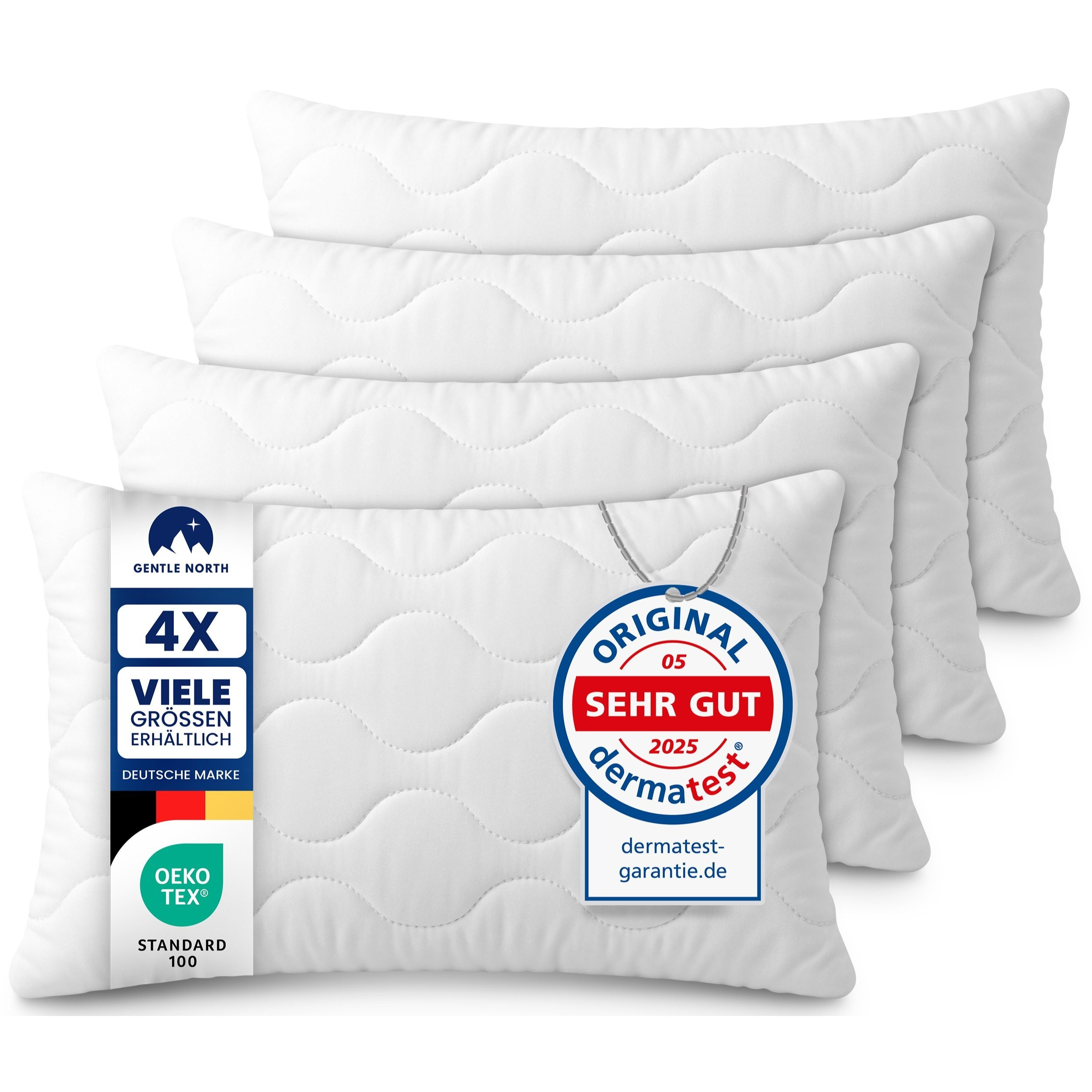 TEMU Gentle North Kopfkissen - 4er Set Kissen für Bett und als Dekokissen - Mit Reißverschluss für Füllung - Sofakissen - Zierkissen für Couch und