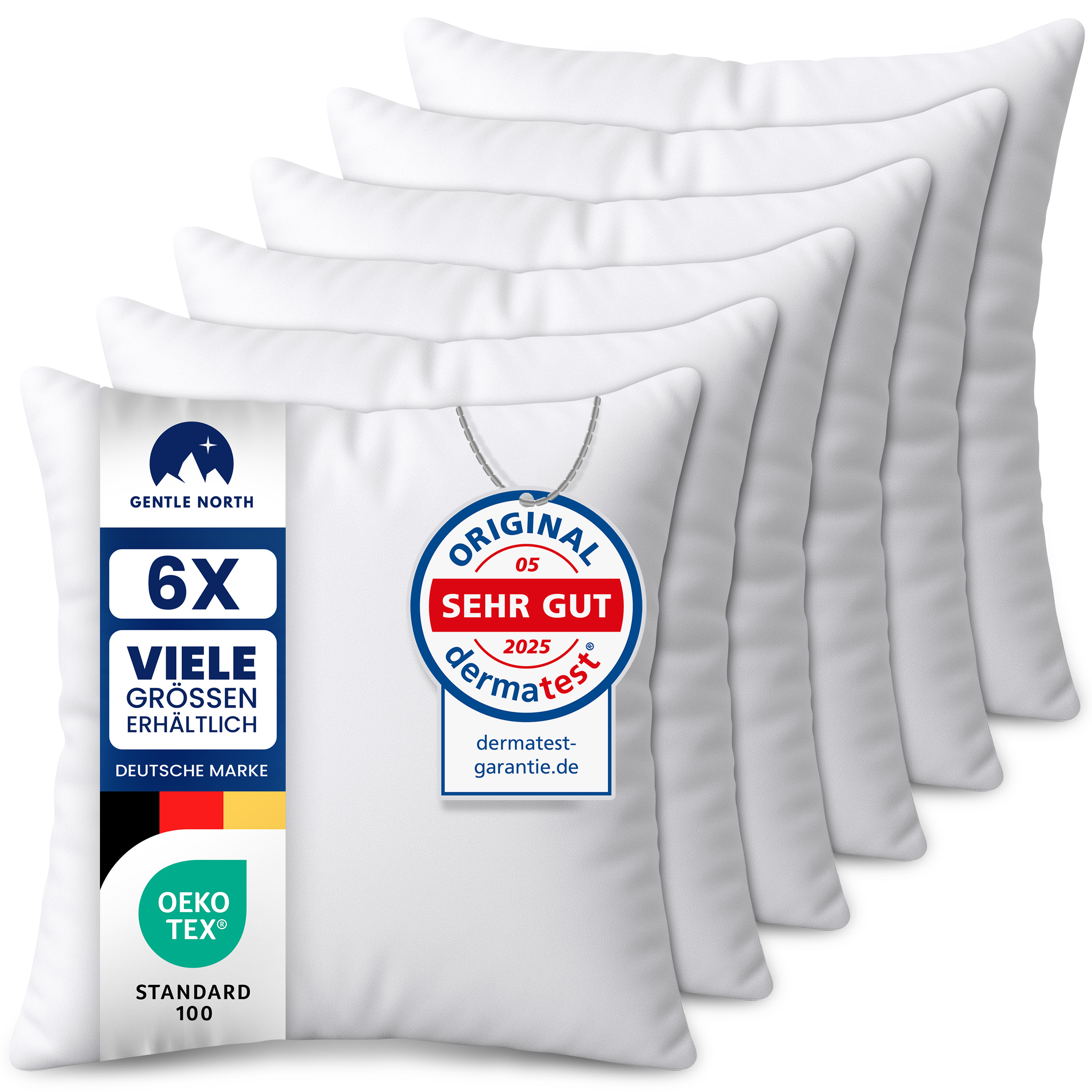 E-shop Gentle North Kopfkissen - 6er Set Kissen für Bett und als Dekokissen - Mit Reißverschluss für Füllung - Sofakissen - Zierkissen für Couch und