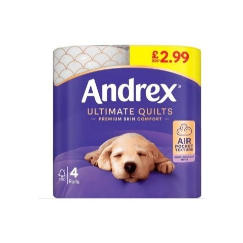 Andrex Ultimate Quilts Toilet Tissue Pack of 6 x 4 Rolls (24 Rolls)