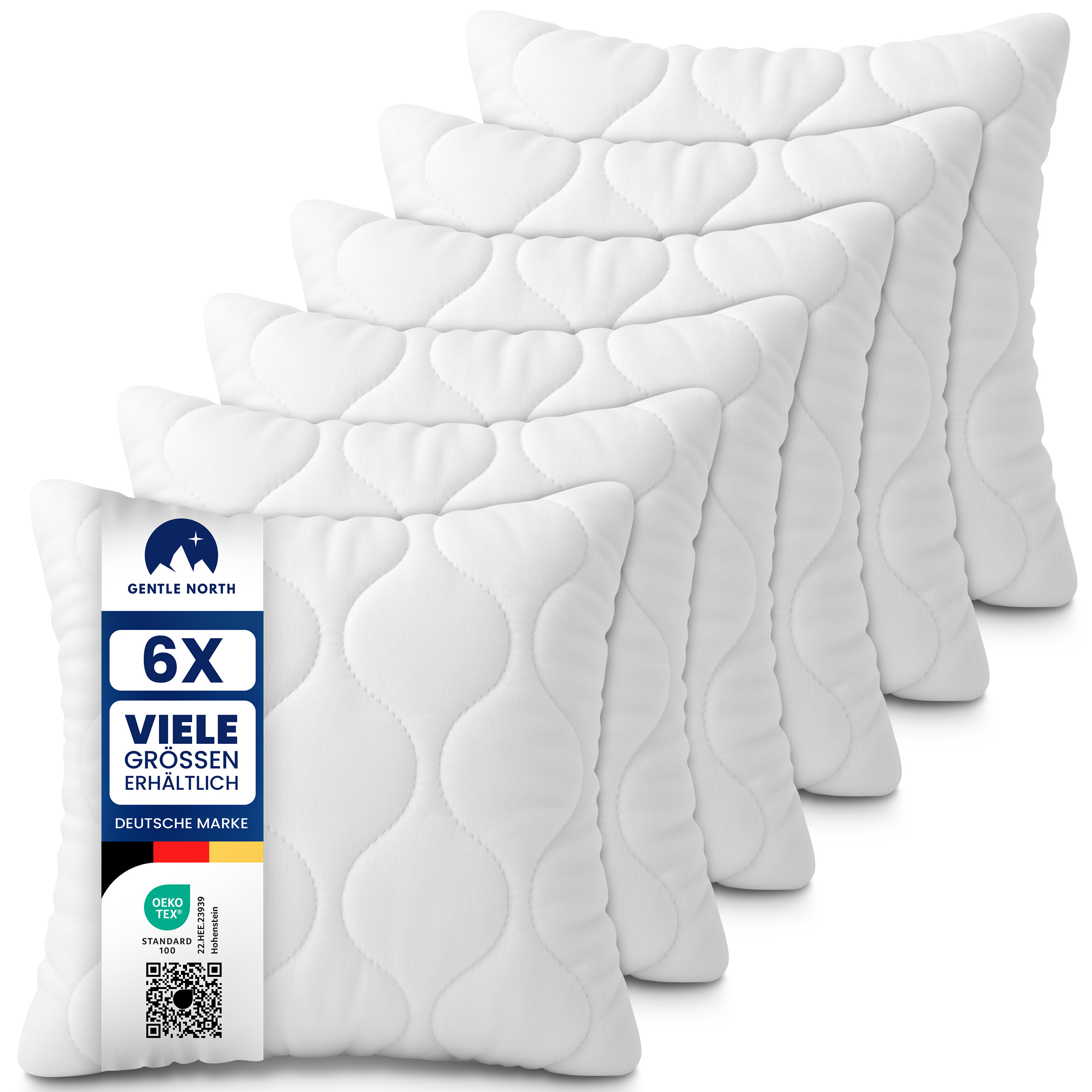 Image of Gentle North Pillows - 6-piece Set Of Pillows For Bed And As Decorative Pillows - With Zipper For Filling - Sofa Pillows - Decorative Cushions For Couch And Sofa - Washable Up To 60° - White