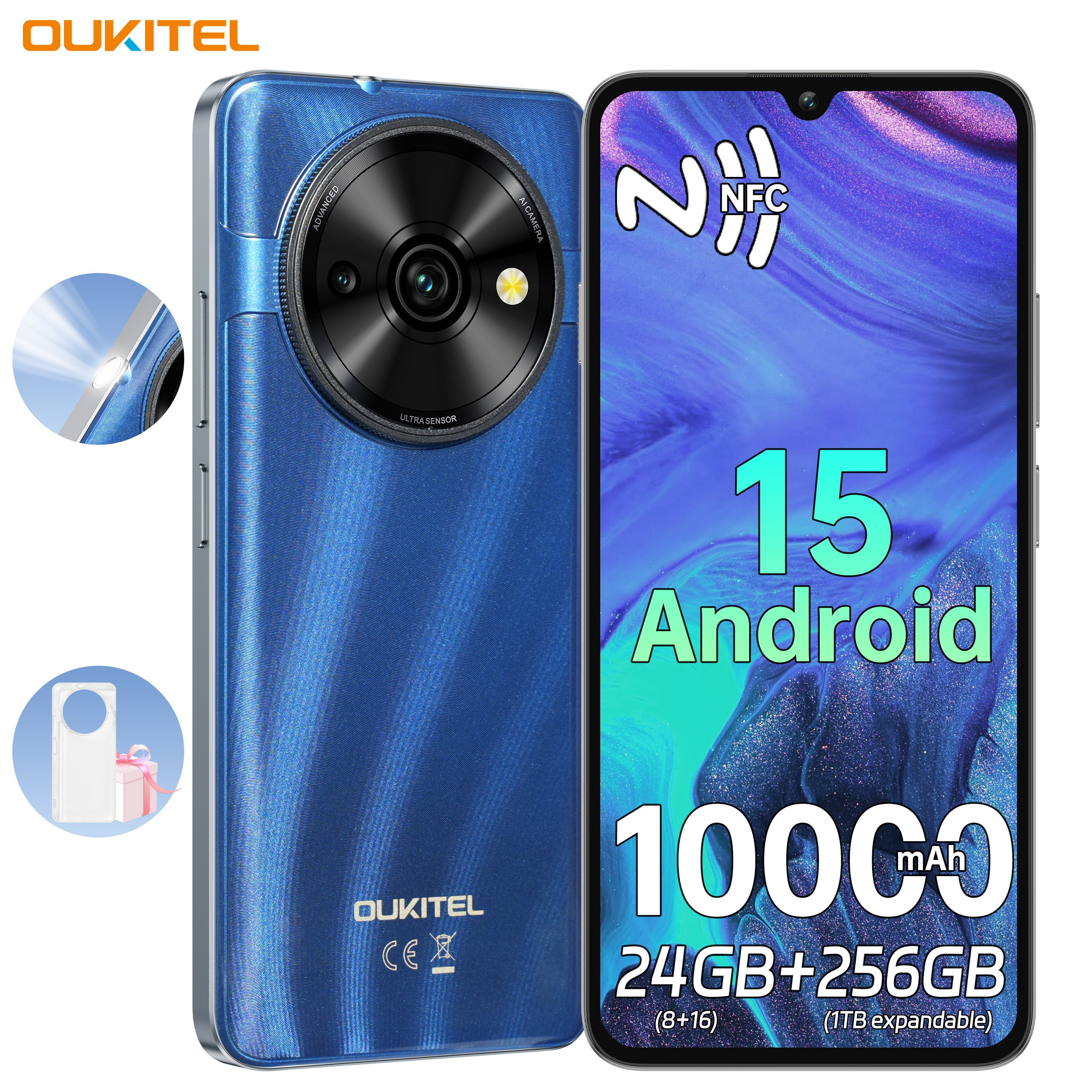 E-shop OUKITEL C59 Pro smartphone mit langer Akkulaufzeit 10000mAh, 256GB ROM 24GB(8+16)RAM 6,88 Zoll 90Hz Display, 15 Handy, 13MP+5MP Kamera, 120LM