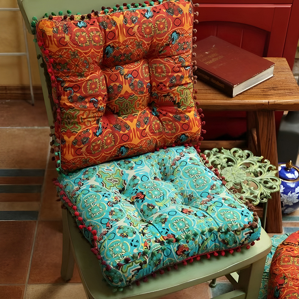 TEMU 1pc Bohemian Style Thickened Floor Cushion Seat Vintage Moroccan Tatami Floor Pillow For Meditation Home Decor Square Design, Orange, 42*42*7cm