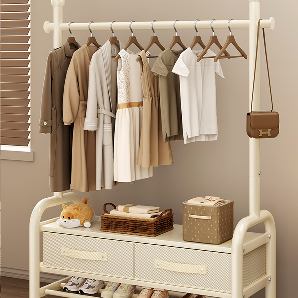 Floor-standing Clothes Rack, Vertical Garment Rack, Portable And Simple Clothes Hanger, Bedroom Drying Rack, Household Balcony Coat Rack.