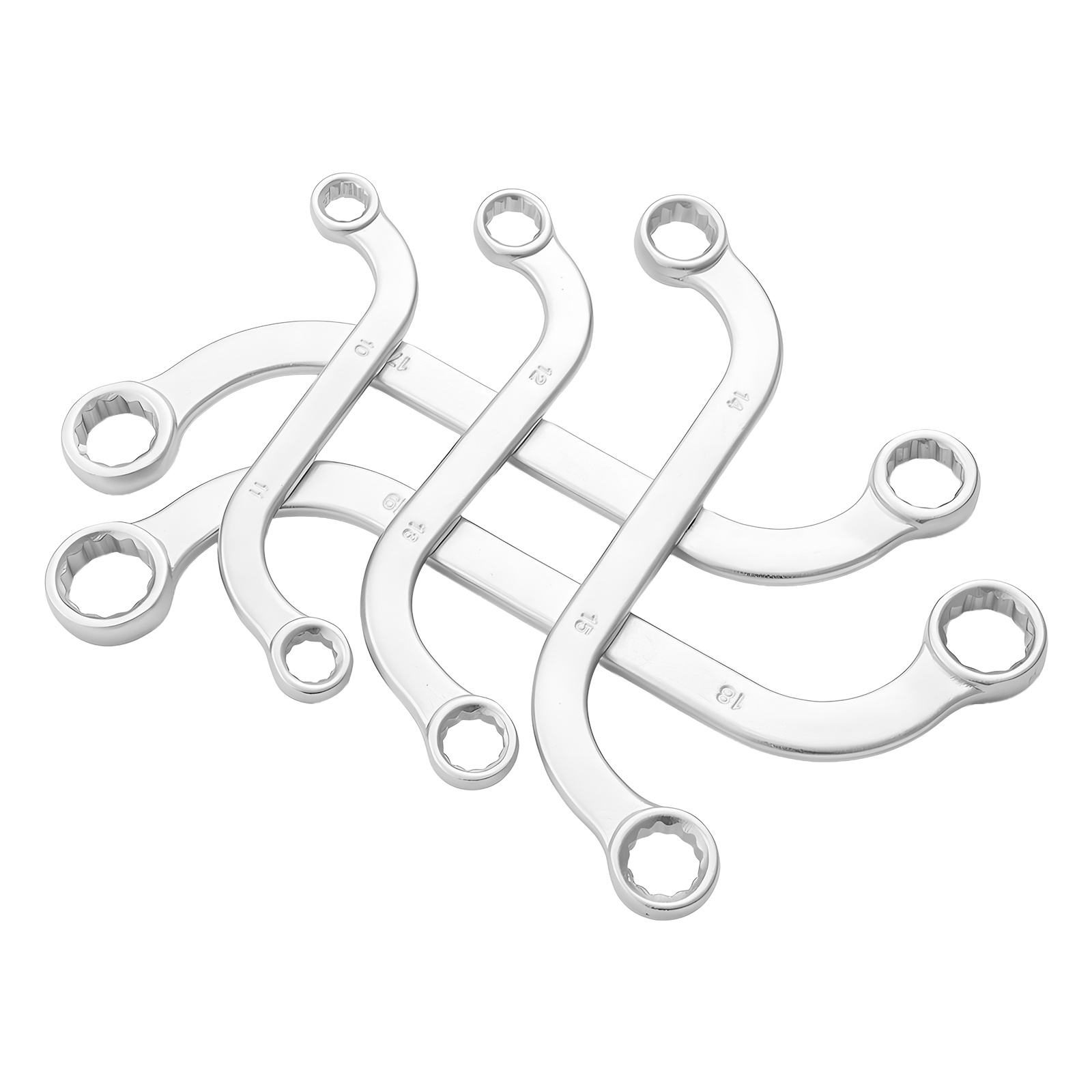TEMU 5pcs Double Ended Allen Wrench Set, Metric Ratcheting Wrench Set 8-15mm Combination Ring Spanner, Curved Machine Fastener Repair Tools, Washable