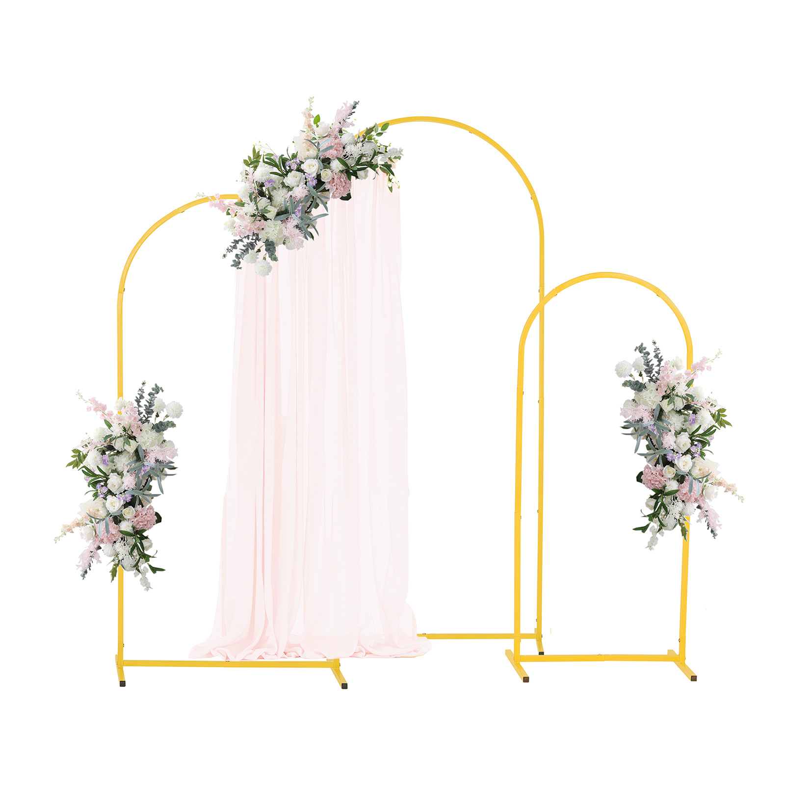 Vevor Arch Backdrop Stand, Set Of 3, 1.8/1.5/1.2 M, Stable Structure, Easy Assembly, Gold Metal Arch Backdrop Stand For Wedding, Birthday Party, Graduation, Celebration, And Ceremony Decoration