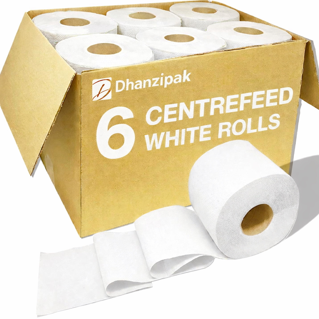 6   white blue   rolls 2 ply 200 sheets per roll 166mm height super absorbent strong kitchen roll ideal for cleaning catering kitchens garages commercial use