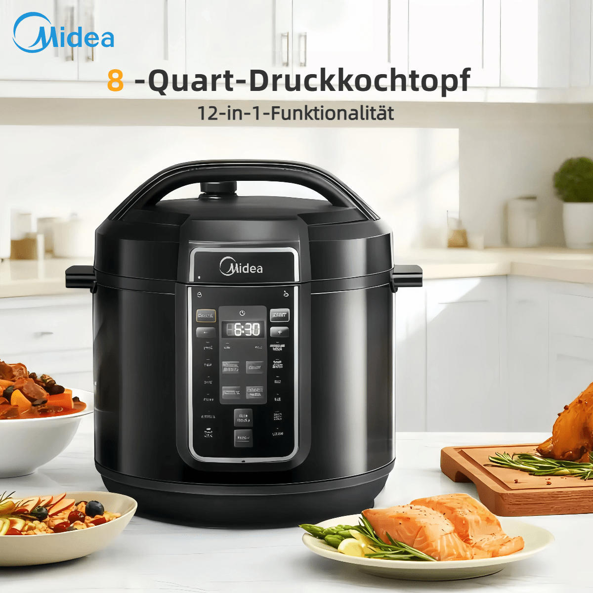 TEMU Midea Pressure Cooker: 12 Settings, 8l Capacity | Digital Display | Multi-functional Cooker (yogurt Maker, Rice Cooker, Slow Cooker, , Steamer,