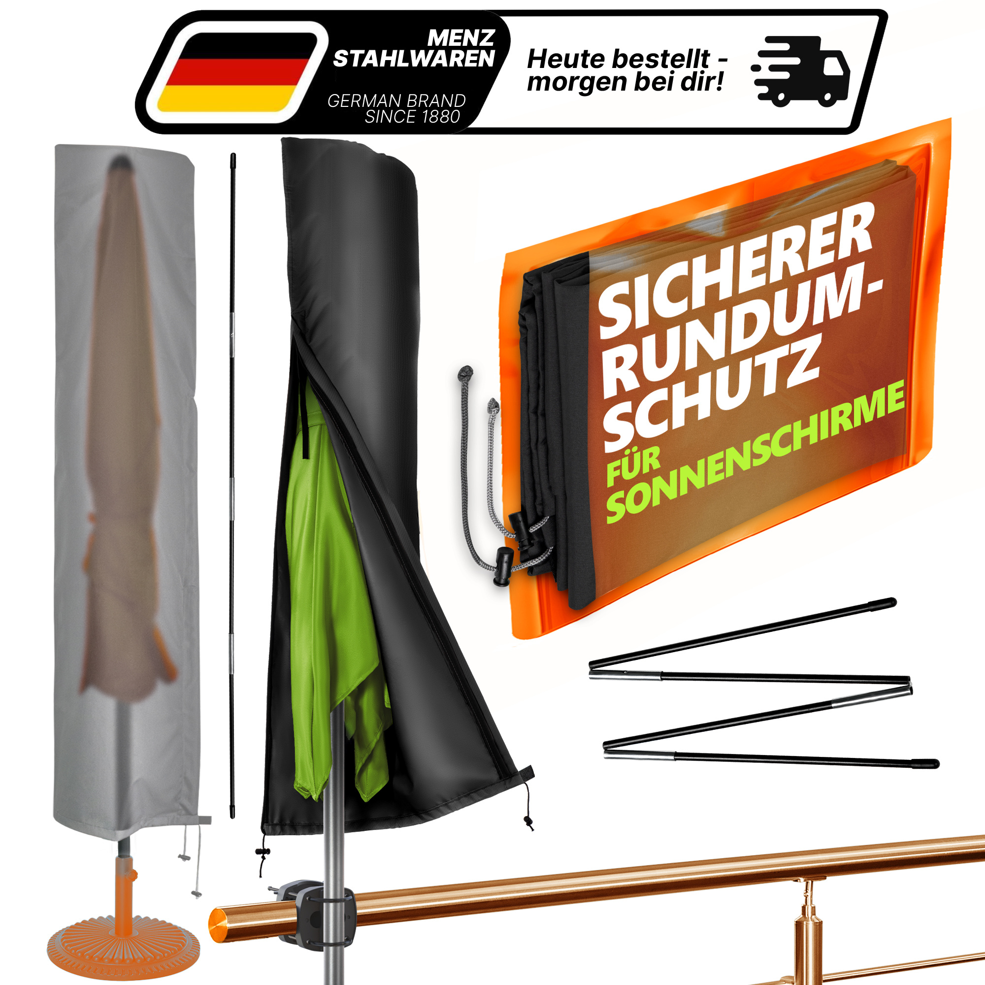 Image of Home Outdoor Canopy For Sunshades – And Long-lasting Umbrella Of Waterproof Polyester, Perfect For Compact Sunshades, In Modern Colors: /black/taupe