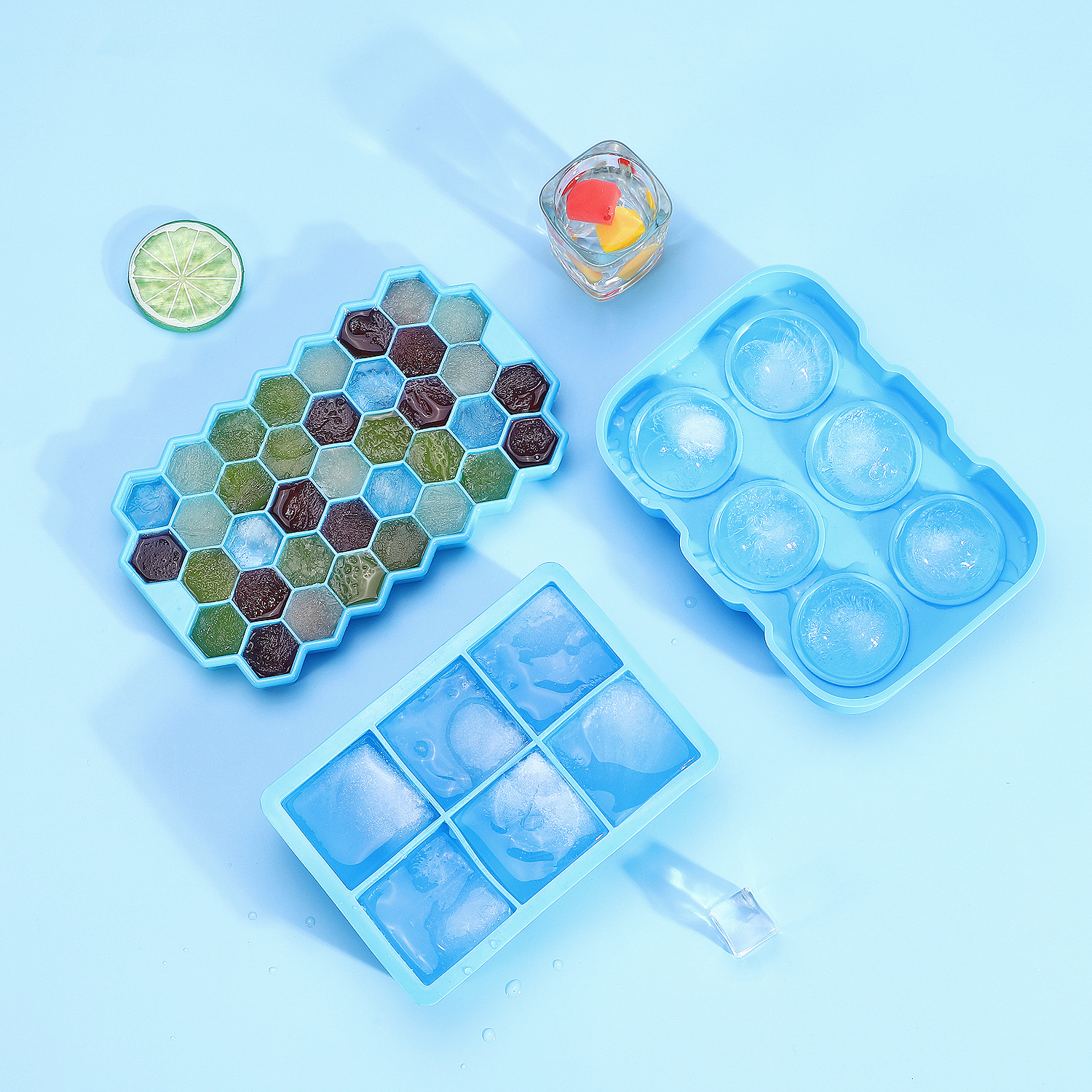 3 Pack Ice Tray with Removable Lid
