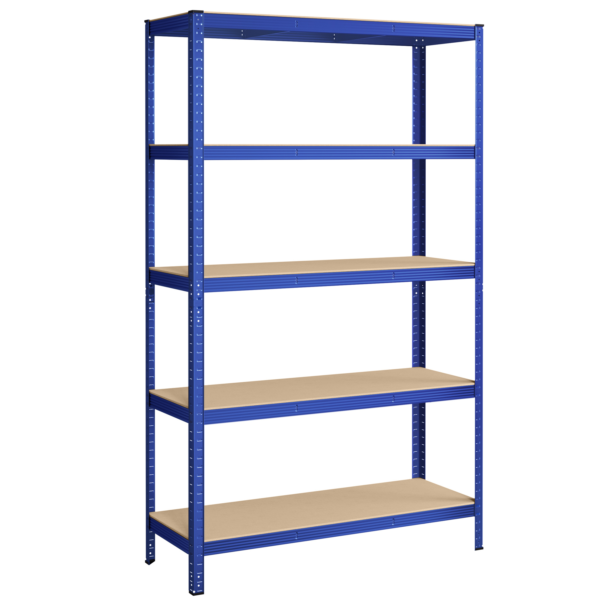 E-shop Lagerregal, 60 x 120 x 200 cm, Schwerlastregal, Kellerregal,Garage, Abstellraum, Regal mit Stahlrahmen, Tragkraft bis zu 750 kg, 5 verstellbare