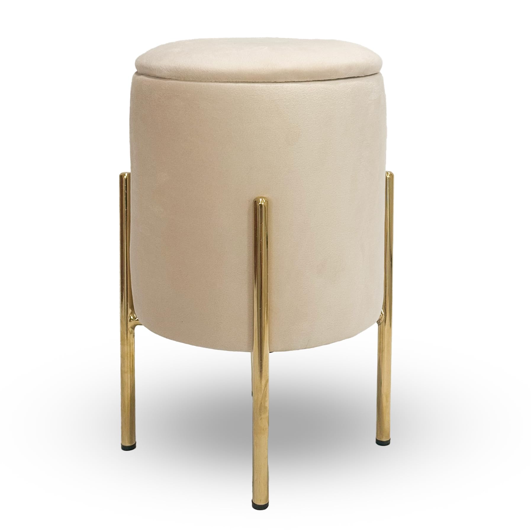 TEMU IlGruppone Pouf Contenitore in Velluto Moderno con Gambe Oro �� Poggiapiedi Salvaspazio, Sgabello Arredo Elegante 30x45 cm per Soggiorno e Camera