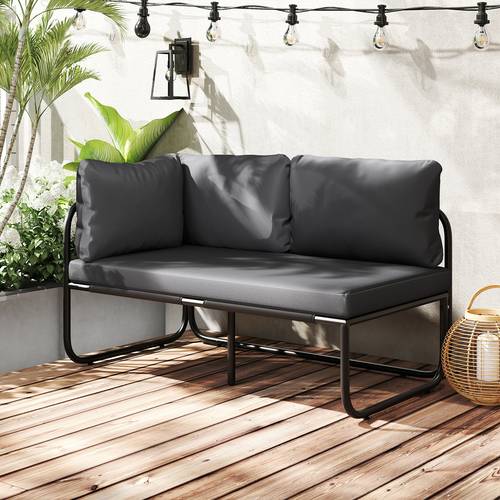 patio loveseat sofa couch with removable pillows seat cushion side armrest heavy duty metal frame adjustable pads outdoor furniture for garden balcony porch
