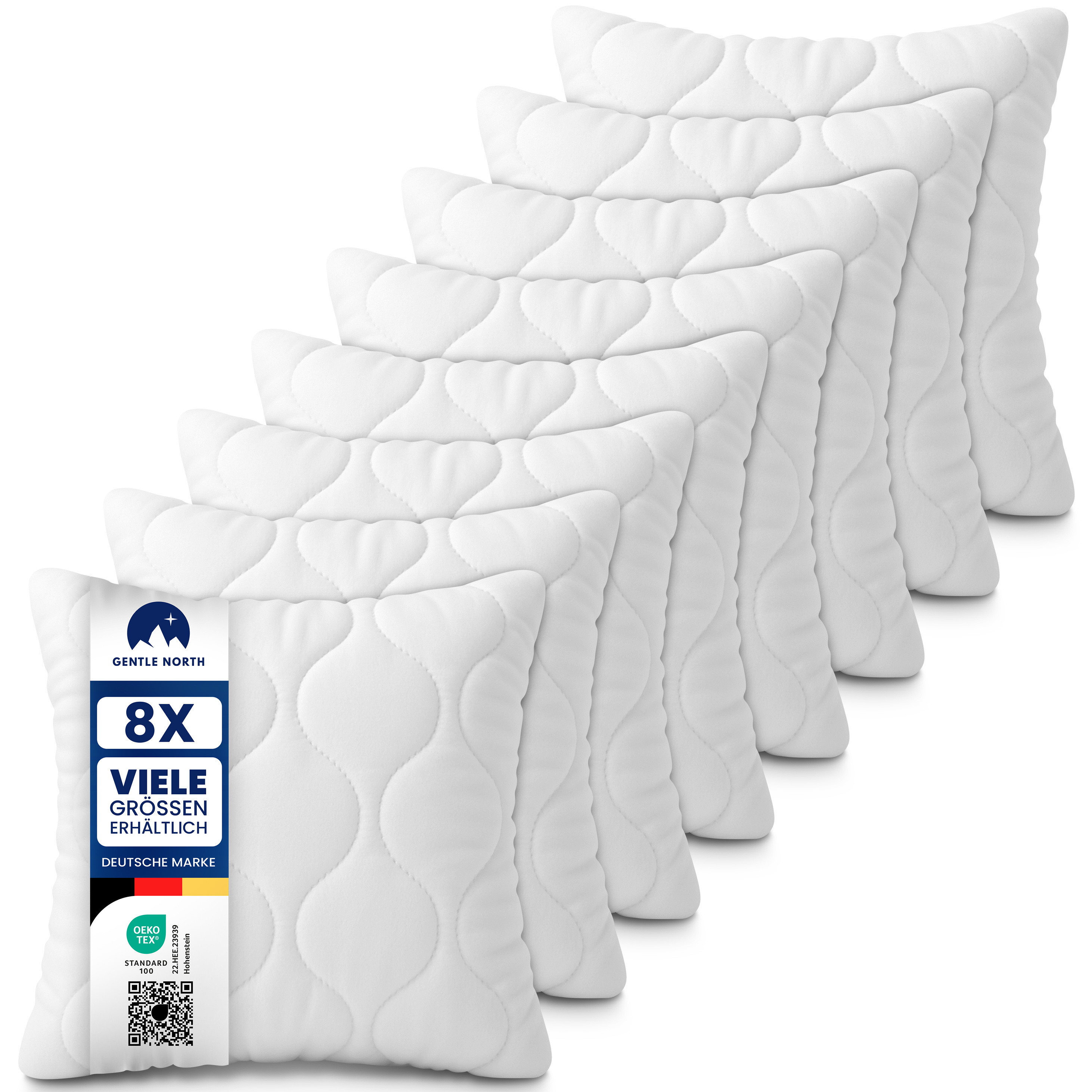Image of Gentle North Pillow - 8pcs Set Of Pillows For Bed And As Decorative Pillows - With Zipper For Filling - Sofa Pillow - Ornamental Pillow For Couch And Sofa - Washable Up To 60° - White