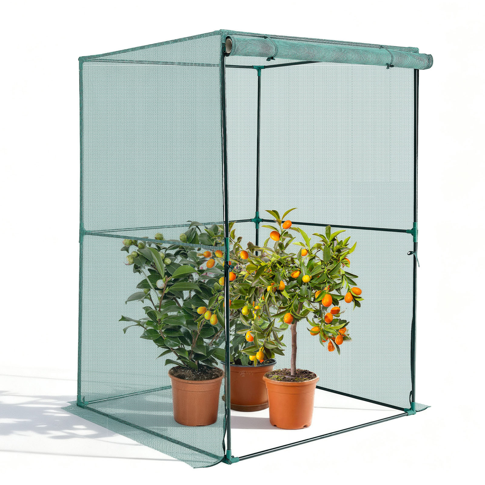 Image of Vevor Crop Cage, 1.2 X 1.2 X 1.8 M Plant Protection Tent With Zippered Door, Wind-resistant Tall Crop Cage, , Outdoor Raised Bed Cover, Tomato Plant Netting For Garden Patio Lawn