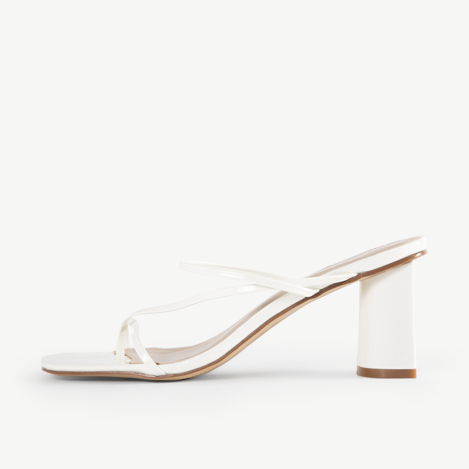 heeled sandal mule in white details 2