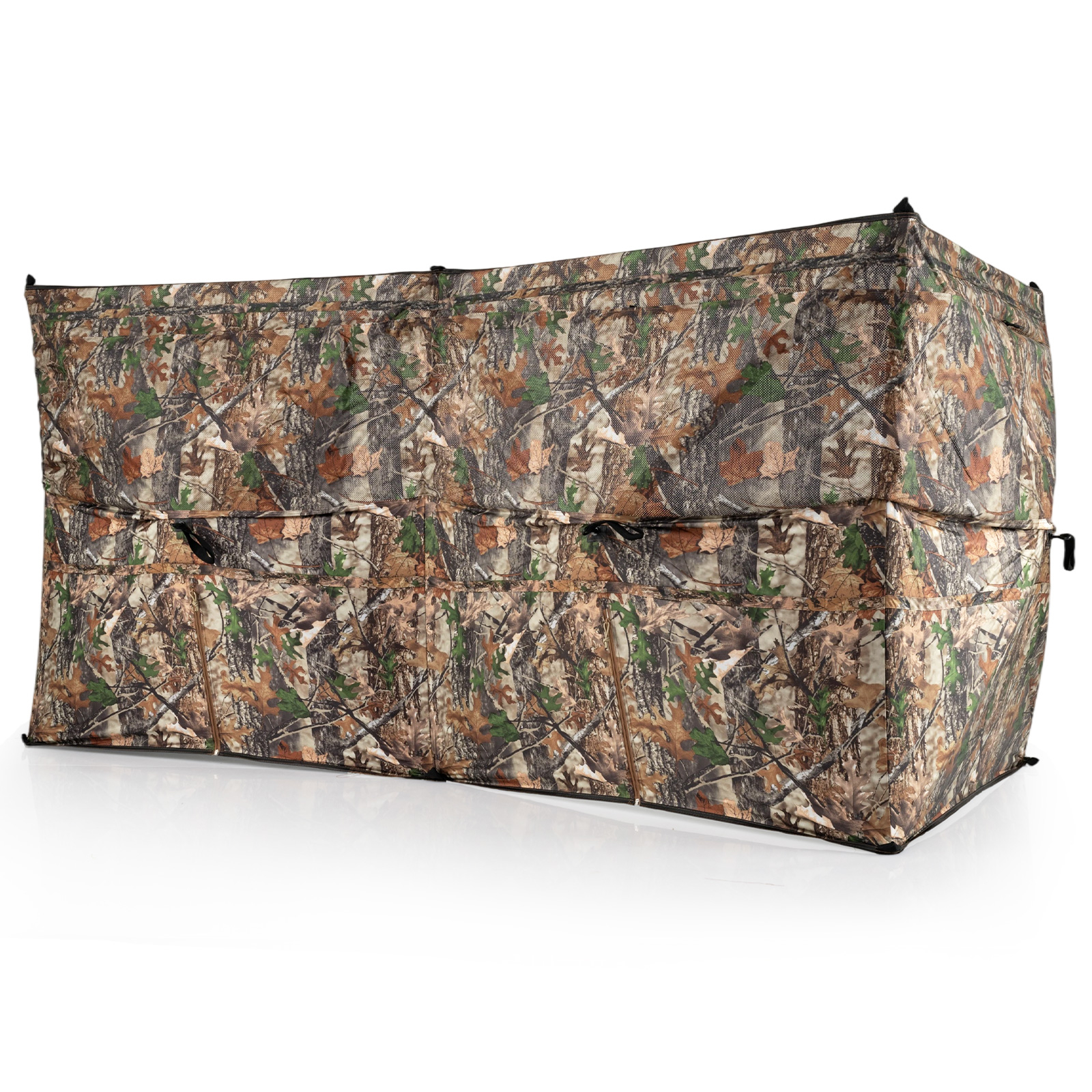 Image of 360° Hunting Blind Panel With Dog Door, Carrying Bag, Pop Up Blind For 1-3 People, Duck Bush Blind Tent, Oxford Fabric, Camouflage