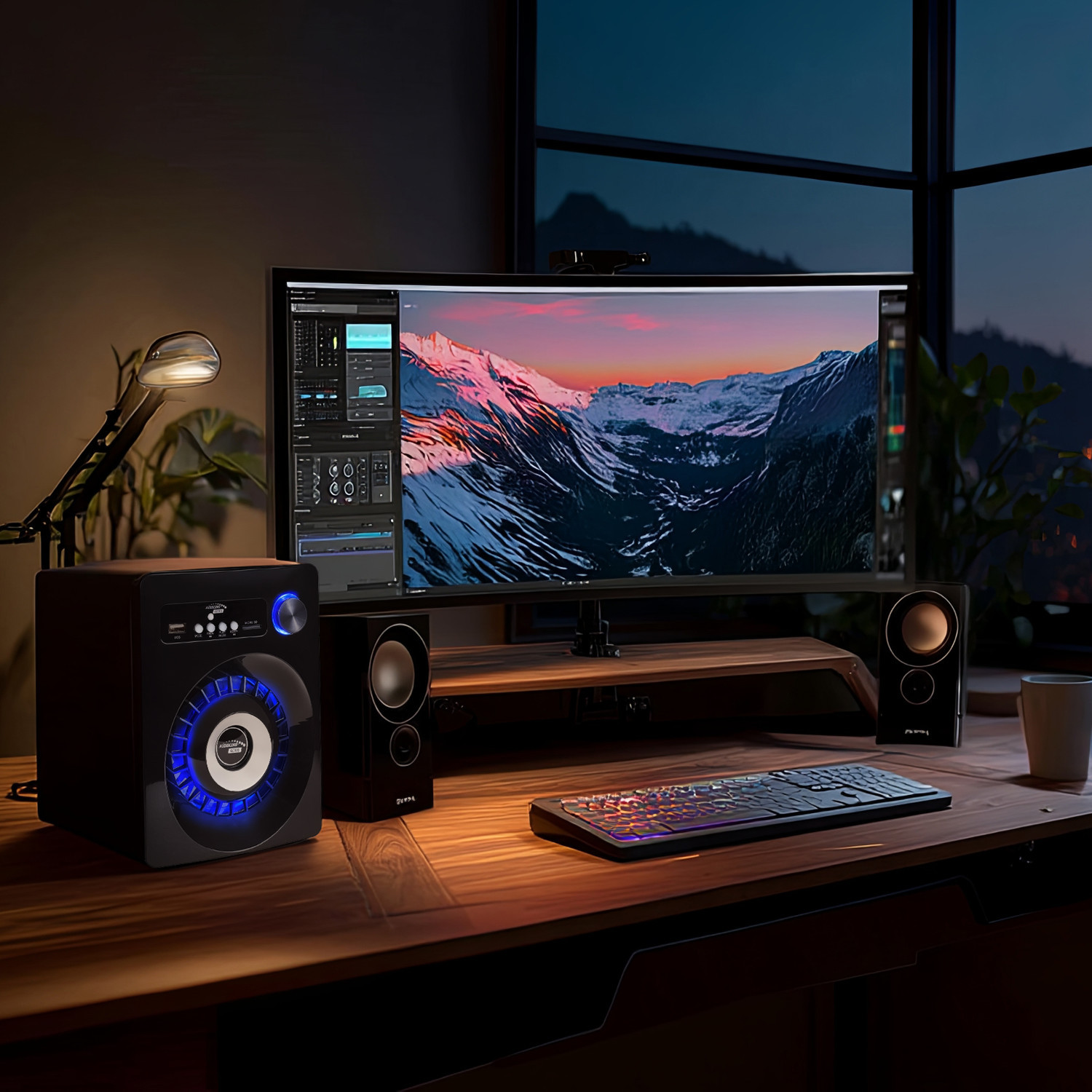 TEMU Juego de altavoces para computadora 2.1 con radio FM, Bluetooth, USB, SD, JACK y subwoofer