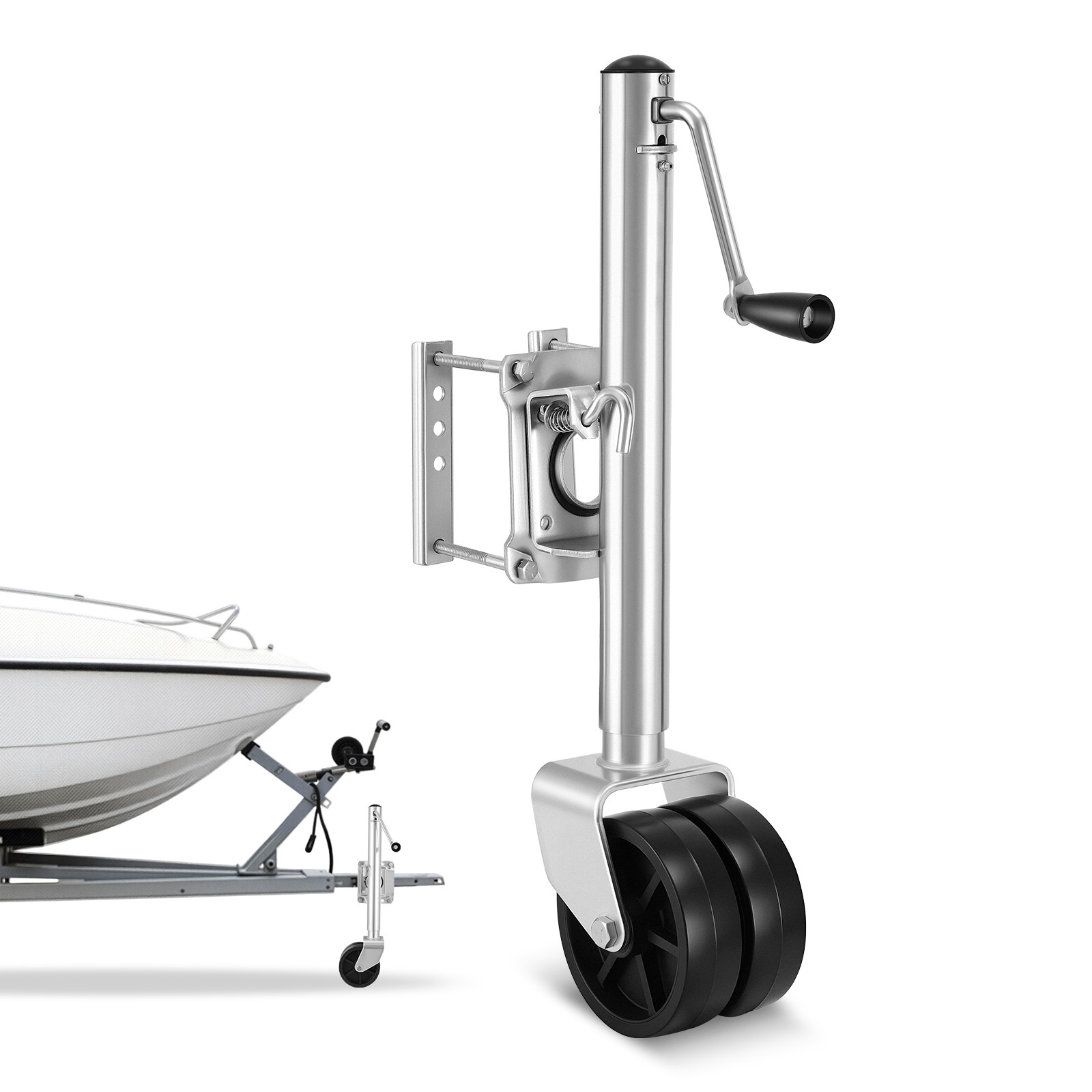 TEMU Vevor Trailer Jack With Wheel, 907 Kg Load Capacity, Heavy Duty Swivel Boat Trailer Jack With Pp Dual Wheel & Ergonomic Handle, 381-685 Range,