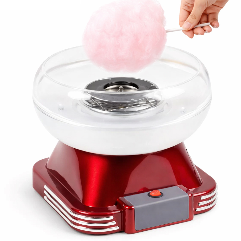 TEMU Bakaji Retro Design Cotton Candy Machine, 500 Watt Power With Measuring Cup, , Stainless Steel Bowl And Lid, Machine For Birthday Parties, Home,