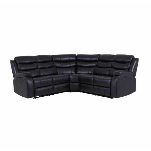 sofá de manual con respaldo reclinable de cuero para 5 plazas - los asientos se reclinan con mesa plegable y portavasos para