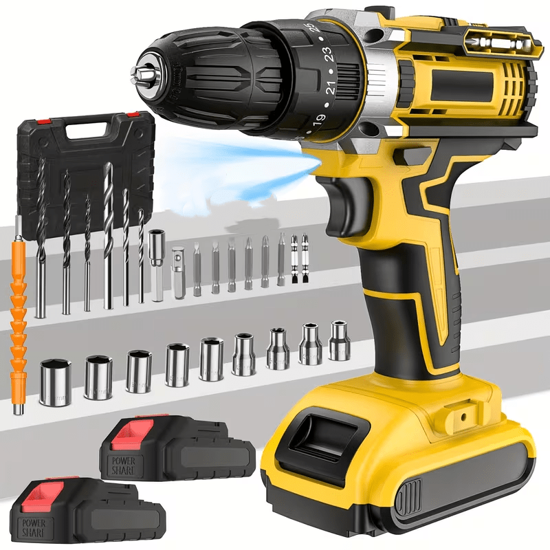 Destornillador Eléctrico Inalámbrico Hi-Spec Rosa 3.6V - Batería Recargable 1300 MAh, Luz LED, Juego De 20 Puntas Y Brocas - Para Bricolaje Y Reparaciones En Casa
