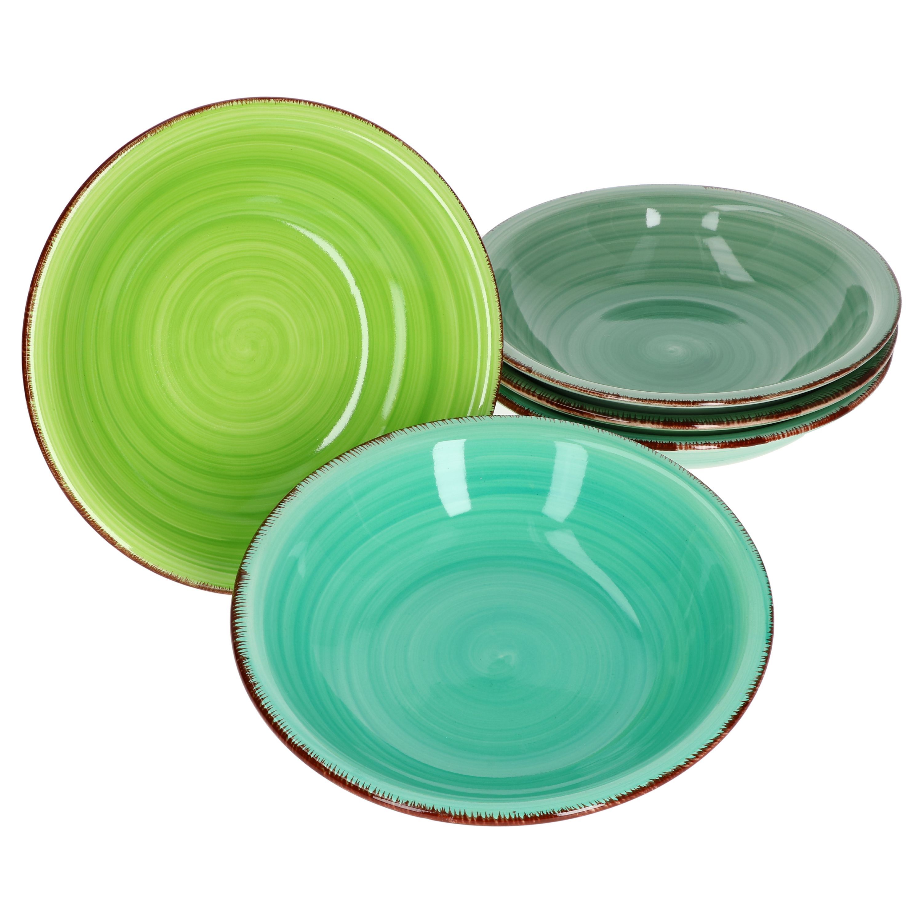 Image of 6pcs Set Of Soup Plates Green