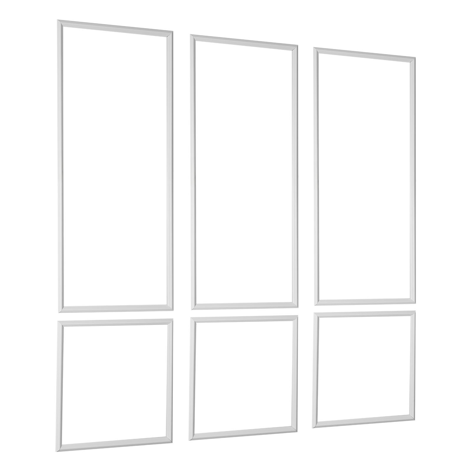 Image of Vevor Wall Molding 3 Pack, Wainscoting Panels Kit, Lightweight Paintable Polystyrene, , Accent Wide Profile Trim For Interior Living Room, Bedroom, White (61x137 + 61x61 Cm)