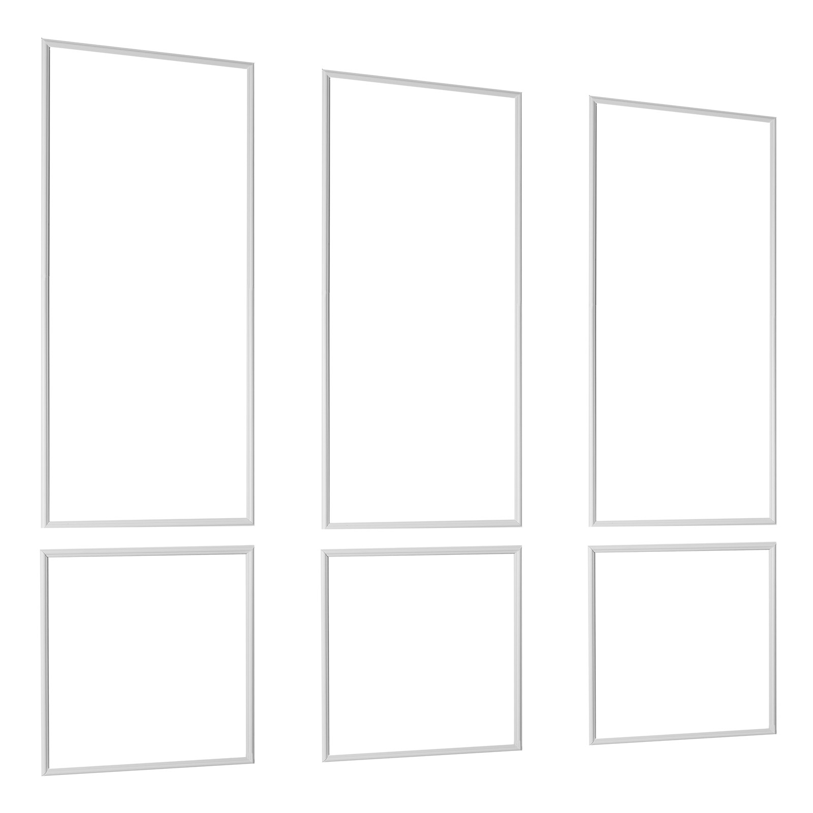 Vevor Wall Molding 3 Pack, Wainscoting Panels Kit, Lightweight Paintable Polystyrene, , Accent Wall Trim For Interior Décor Living Room, Bedroom, White (61x137 + 61x61 Cm)