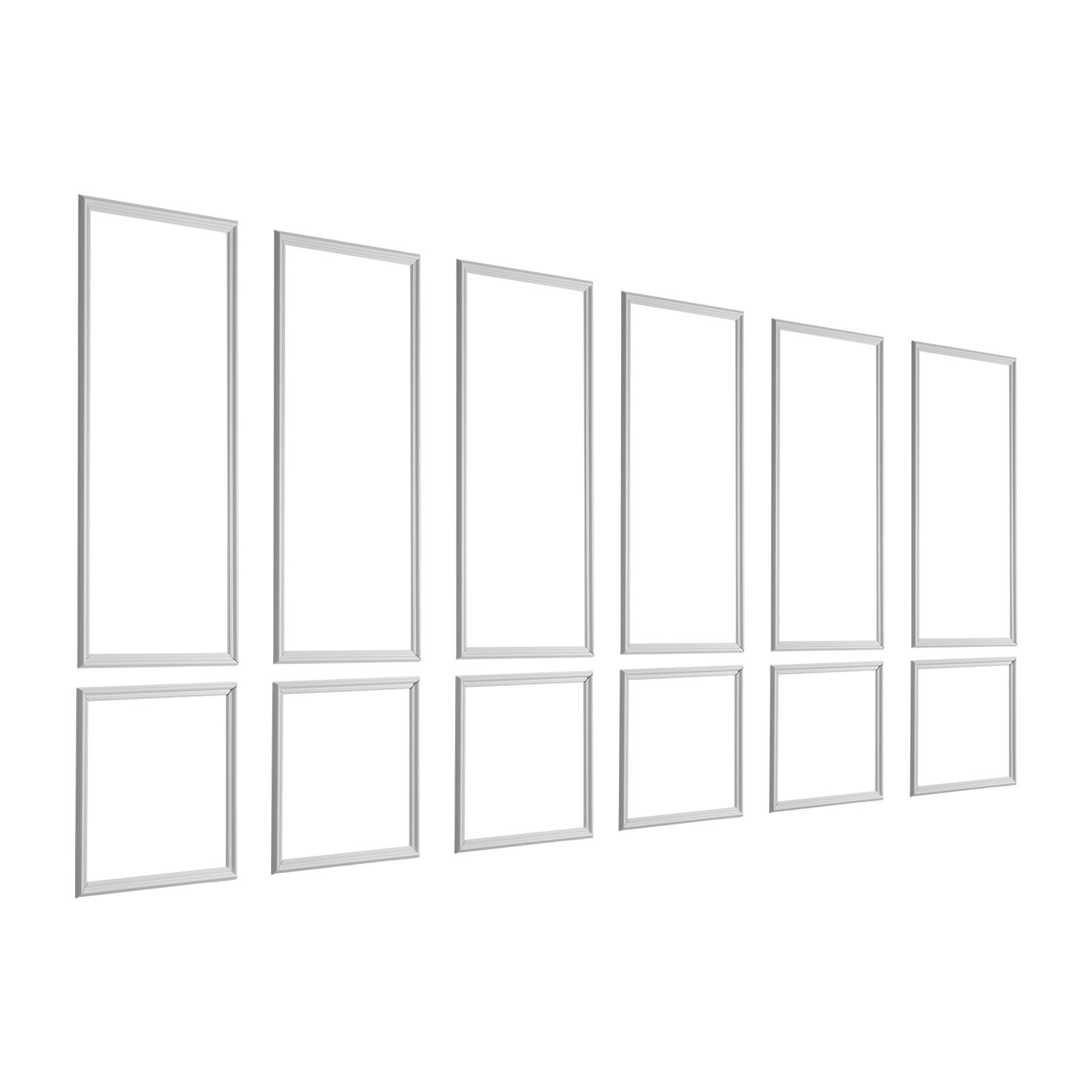 Image of Vevor Wall Molding 6 Pack, Wainscoting Panels Kit, Lightweight Paintable Polystyrene, , Accent Wall Trim For Interior Décor Living Room, Bedroom, White (61x137 + 61x61 Cm)