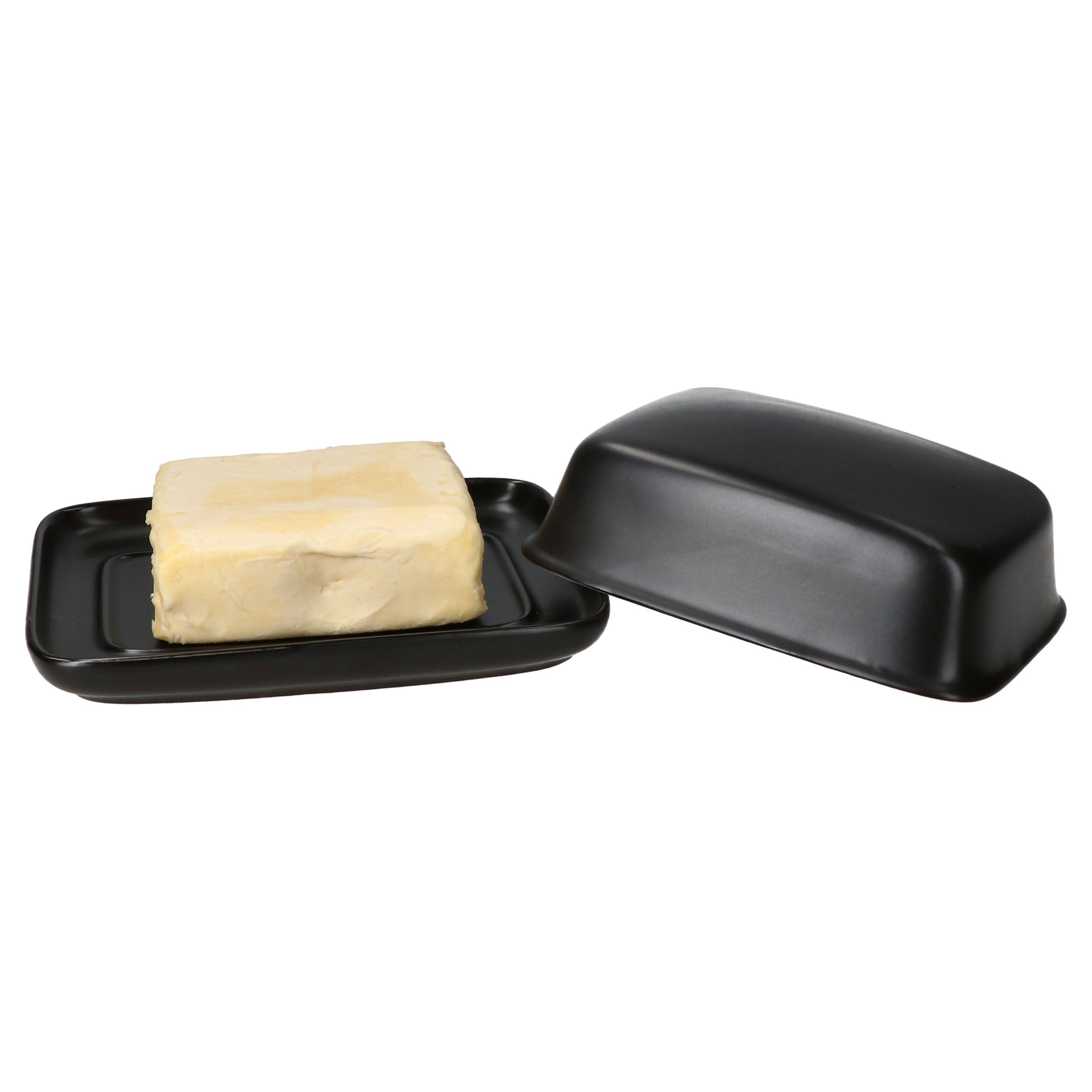 E-shop Butterdose mit Deckel schwarz aus Steingut - 24302141
