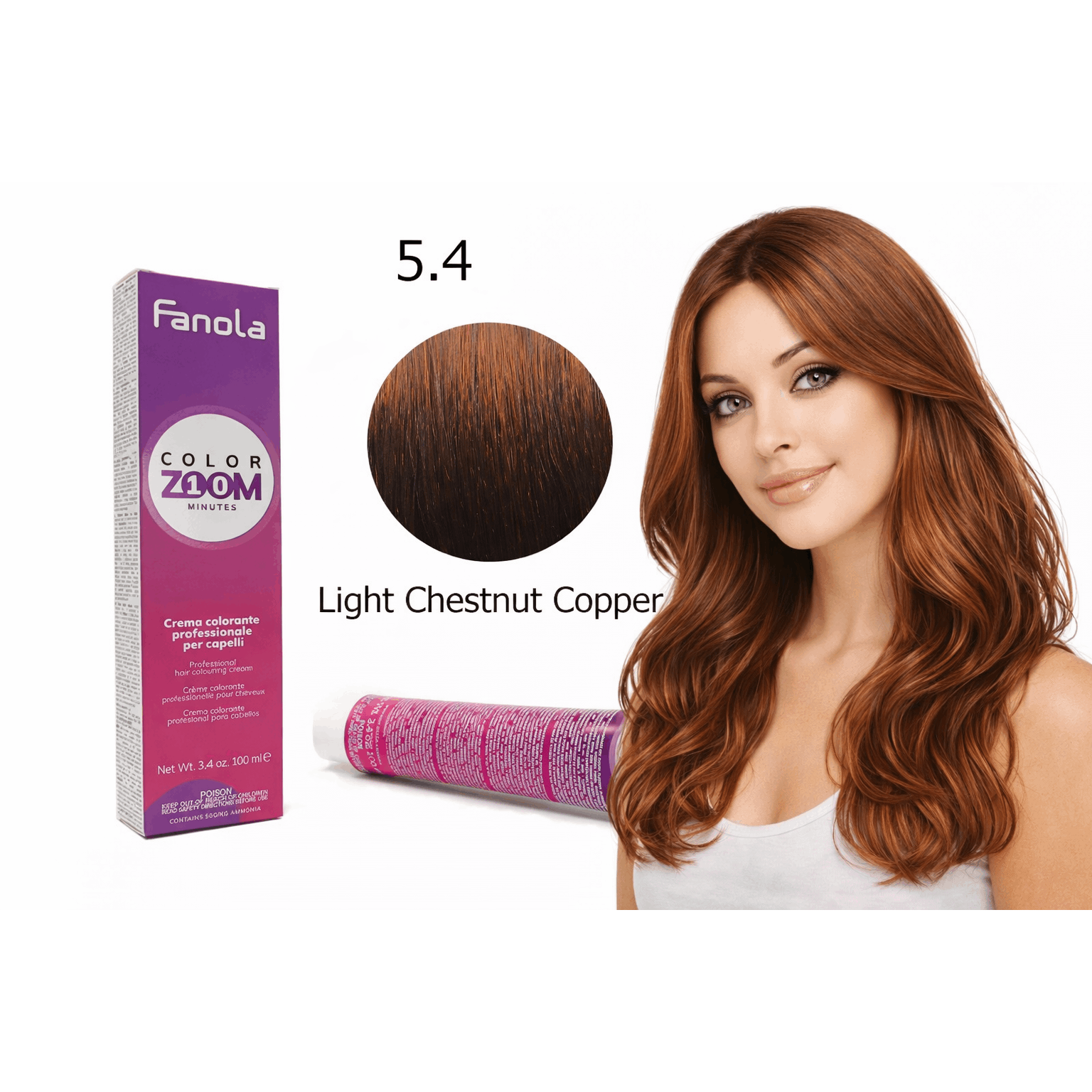 Image of Color Zoom 5.4 Light Brown Copper Hair Color 100 Ml