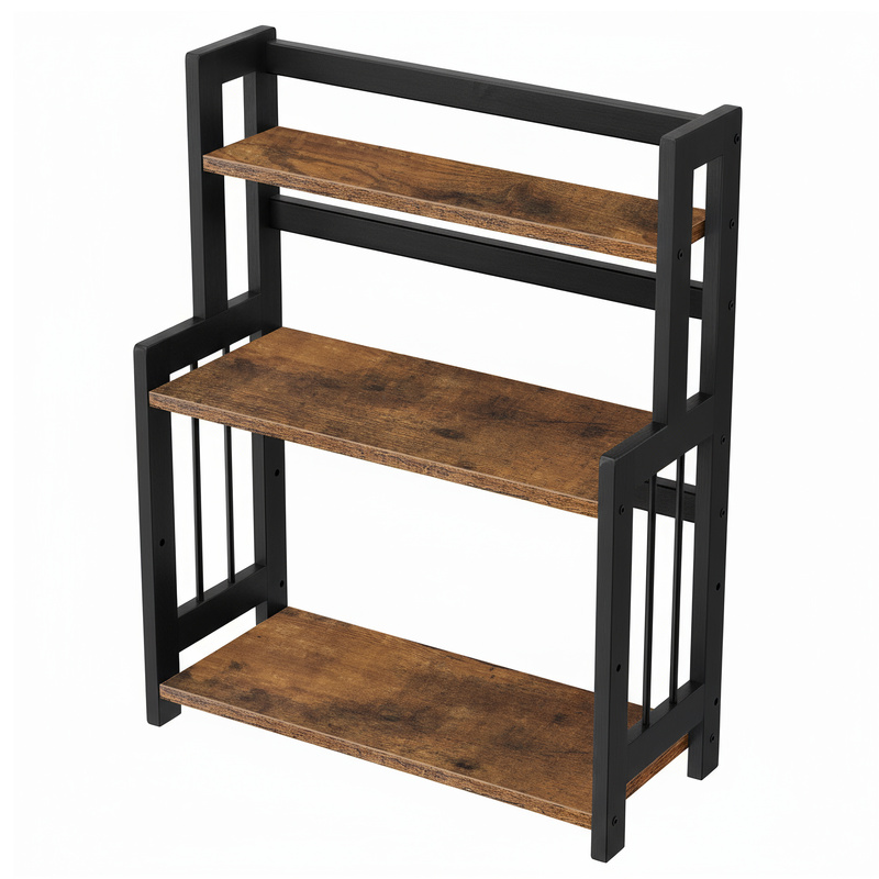 TEMU Estante para especias, estante de almacenamiento para encimera de 3 niveles, estante de bambú, para cocina, comedor, oficina, negro
